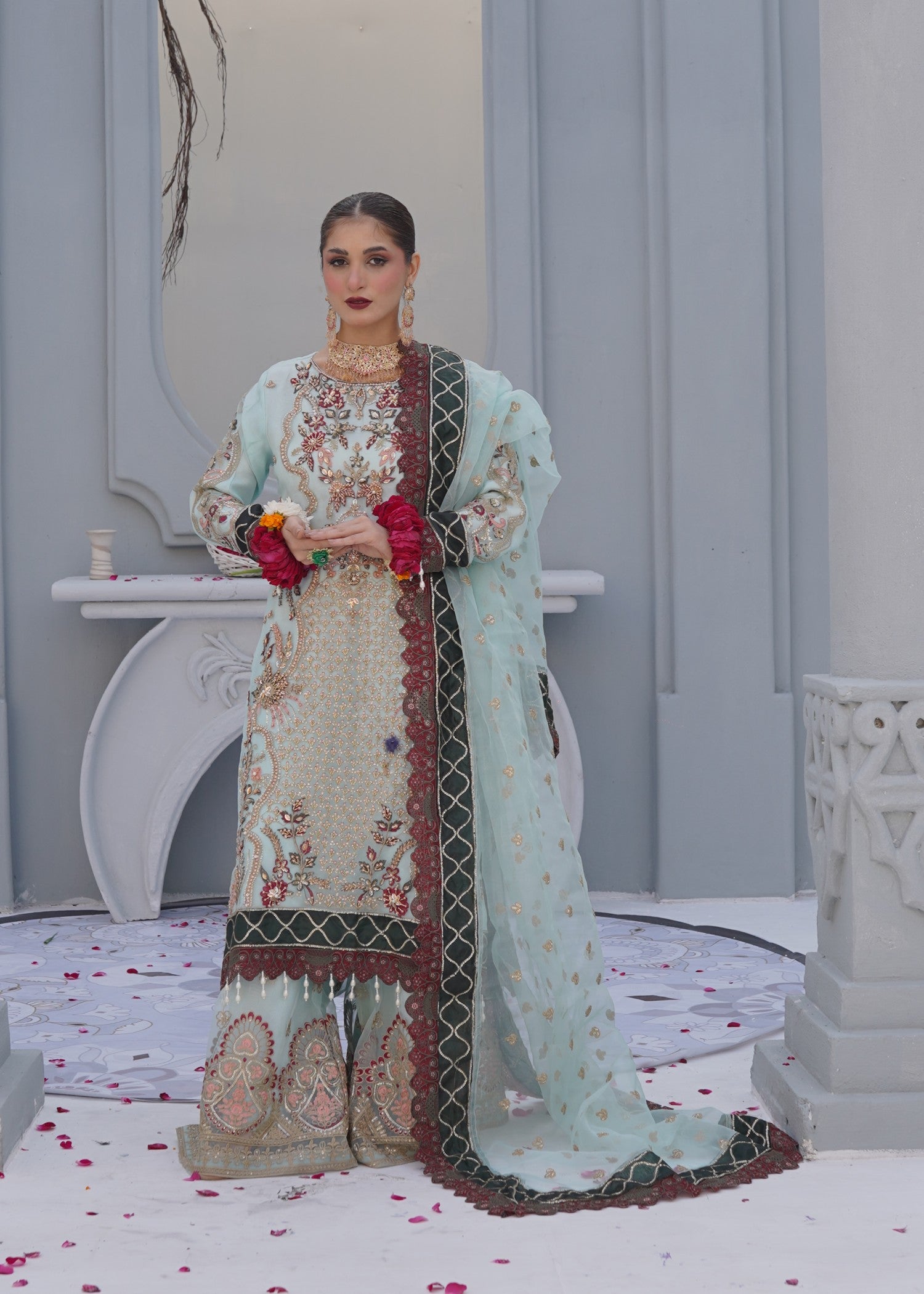 organza Sharara in Aquamarine