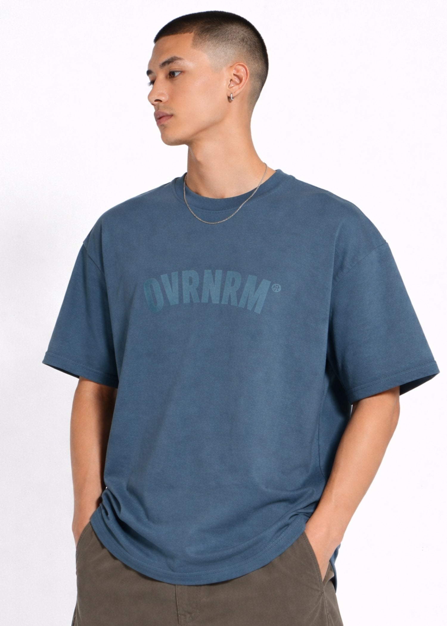cotton jersey T Shirt in Slate blue
