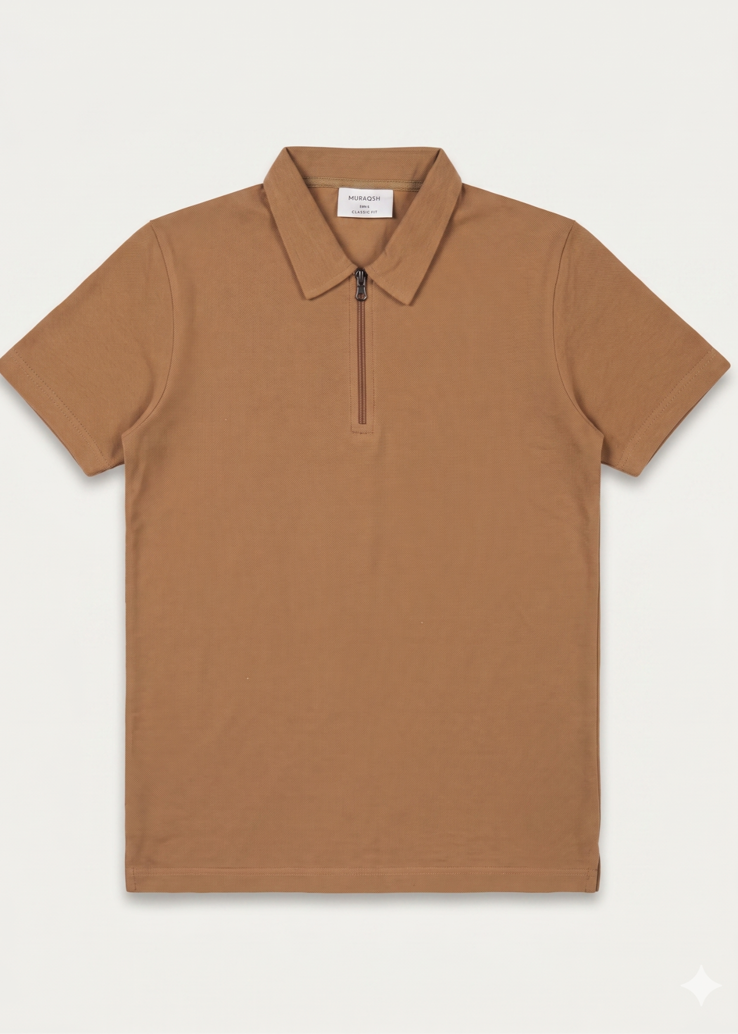 cotton pique Polo Shirt in Camel brown