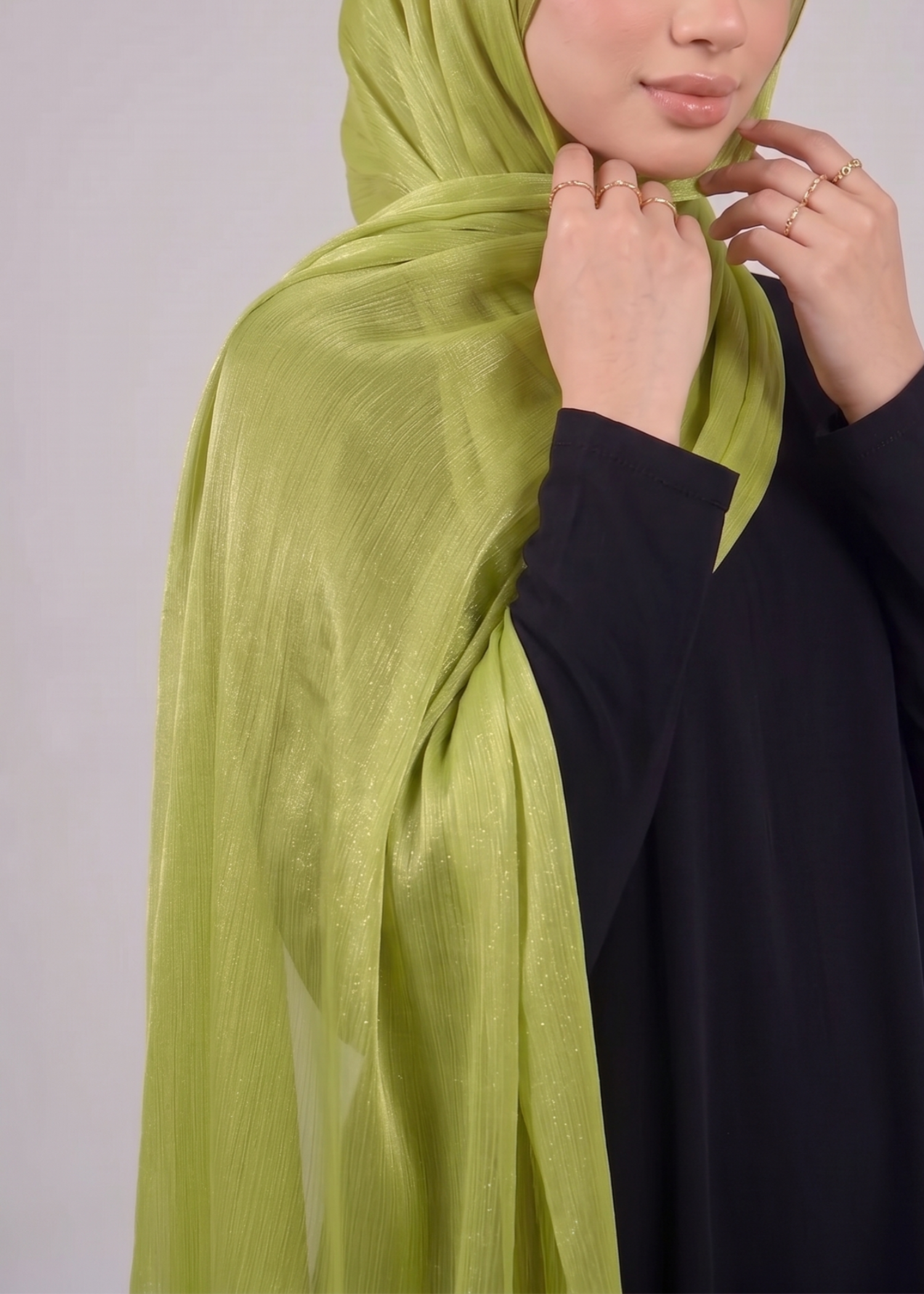 lurex organza Hijab in Lime green