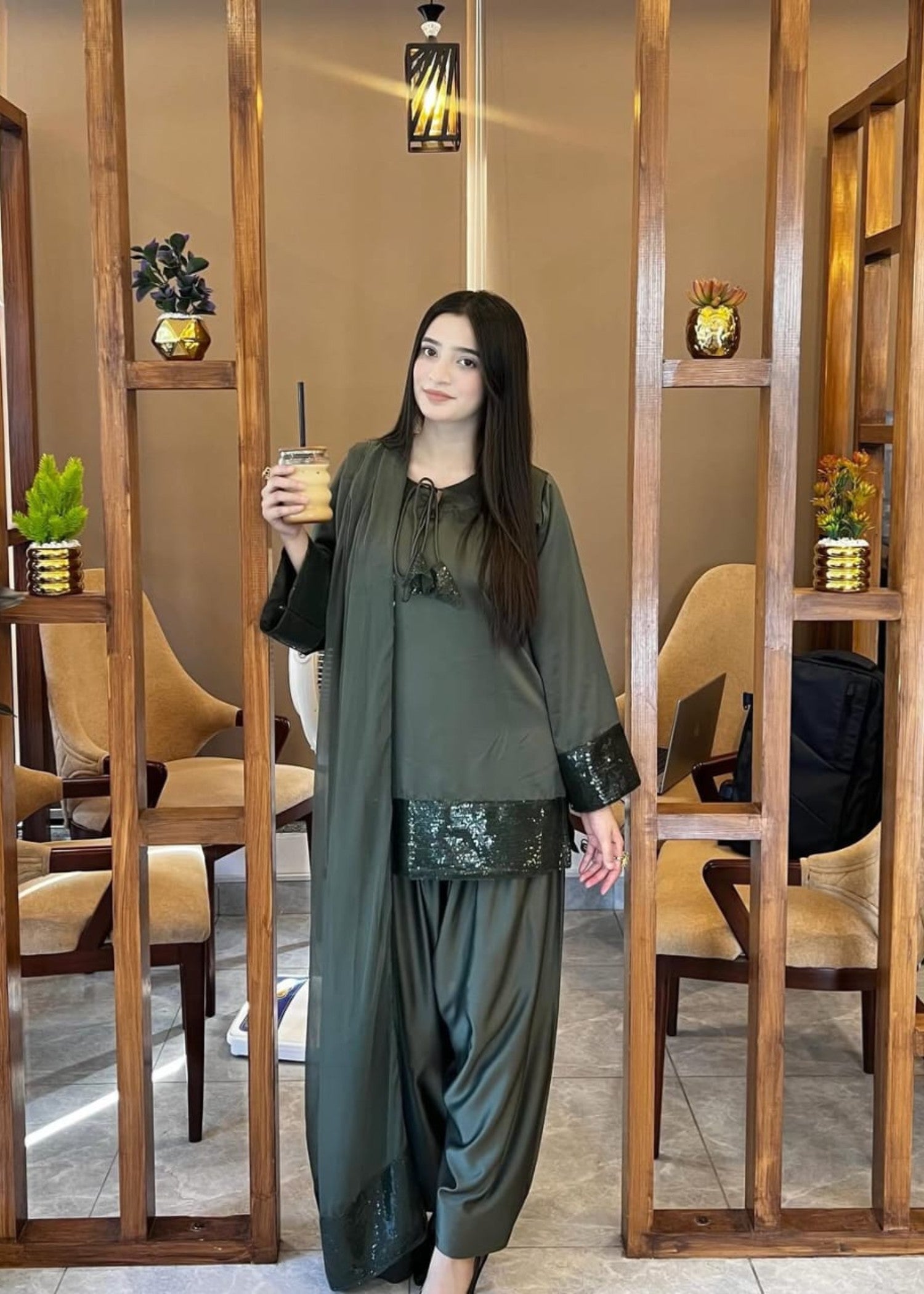cotton Kurta Set in Smoke grey