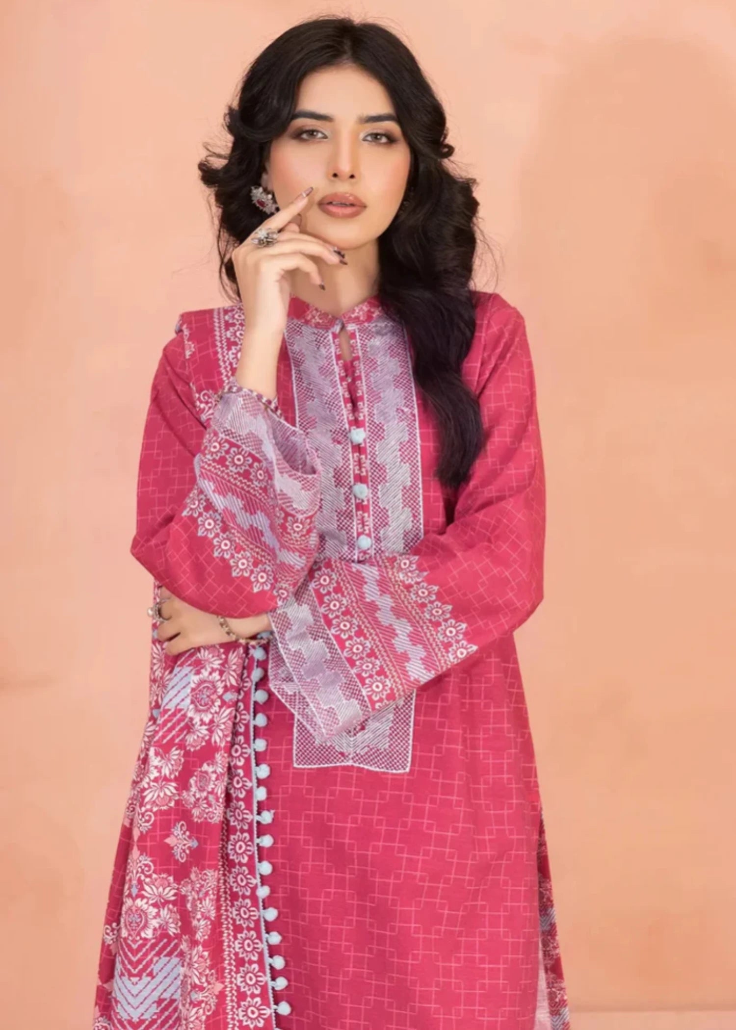 khaddar Unstitched in Red