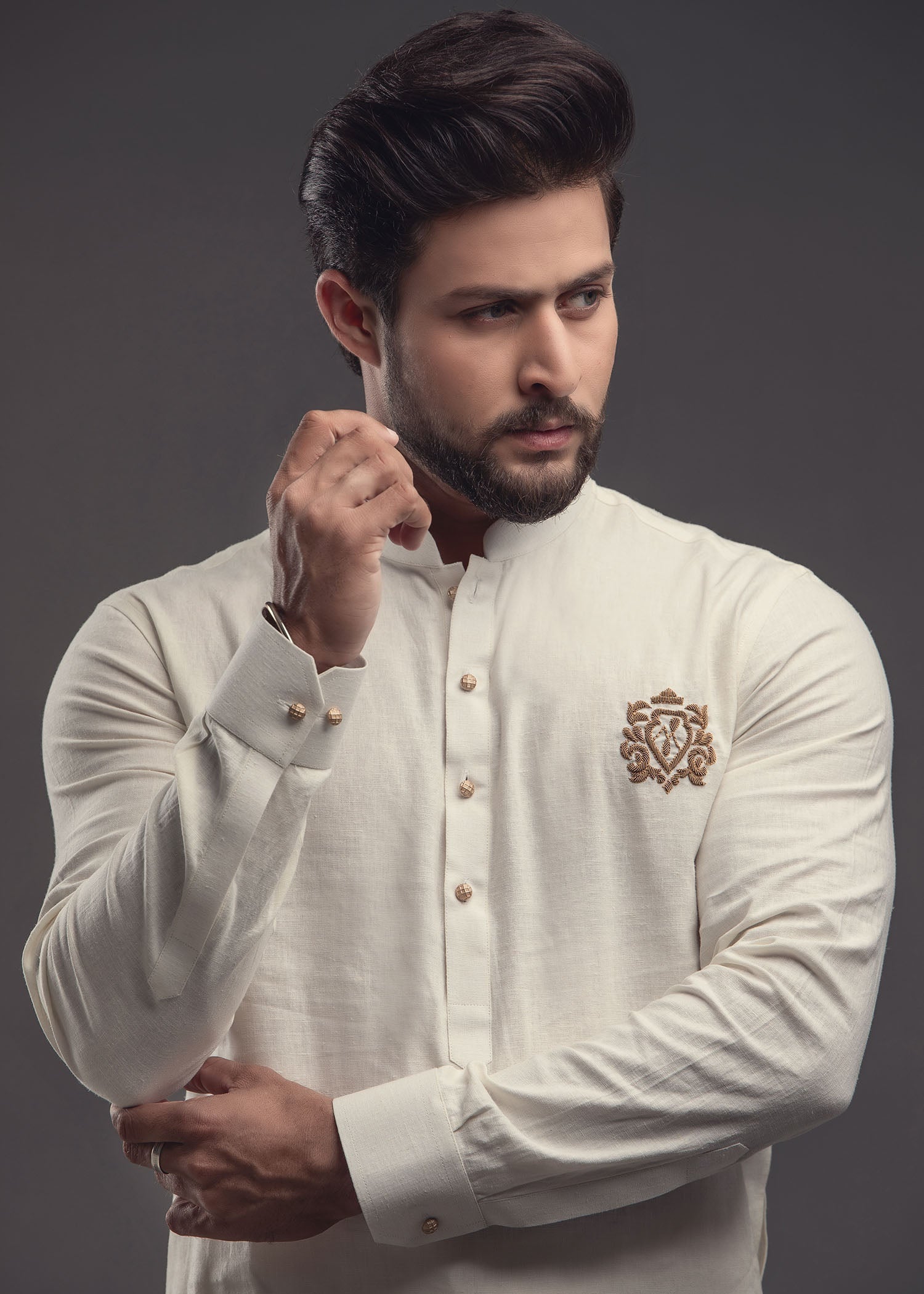 cotton linen Kurta Set in White