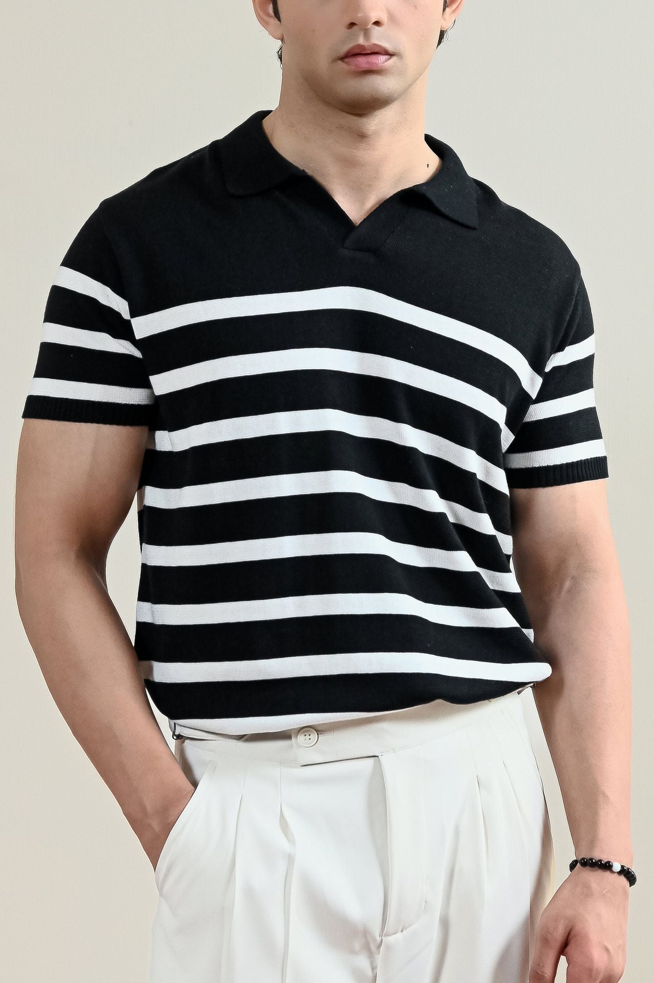 cotton Polo Shirt in Jet black