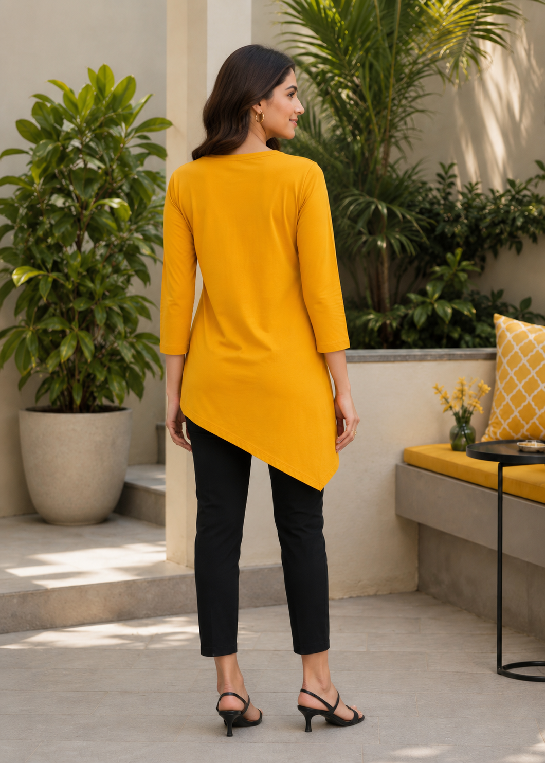 single jersey knit Top in School bus yellow