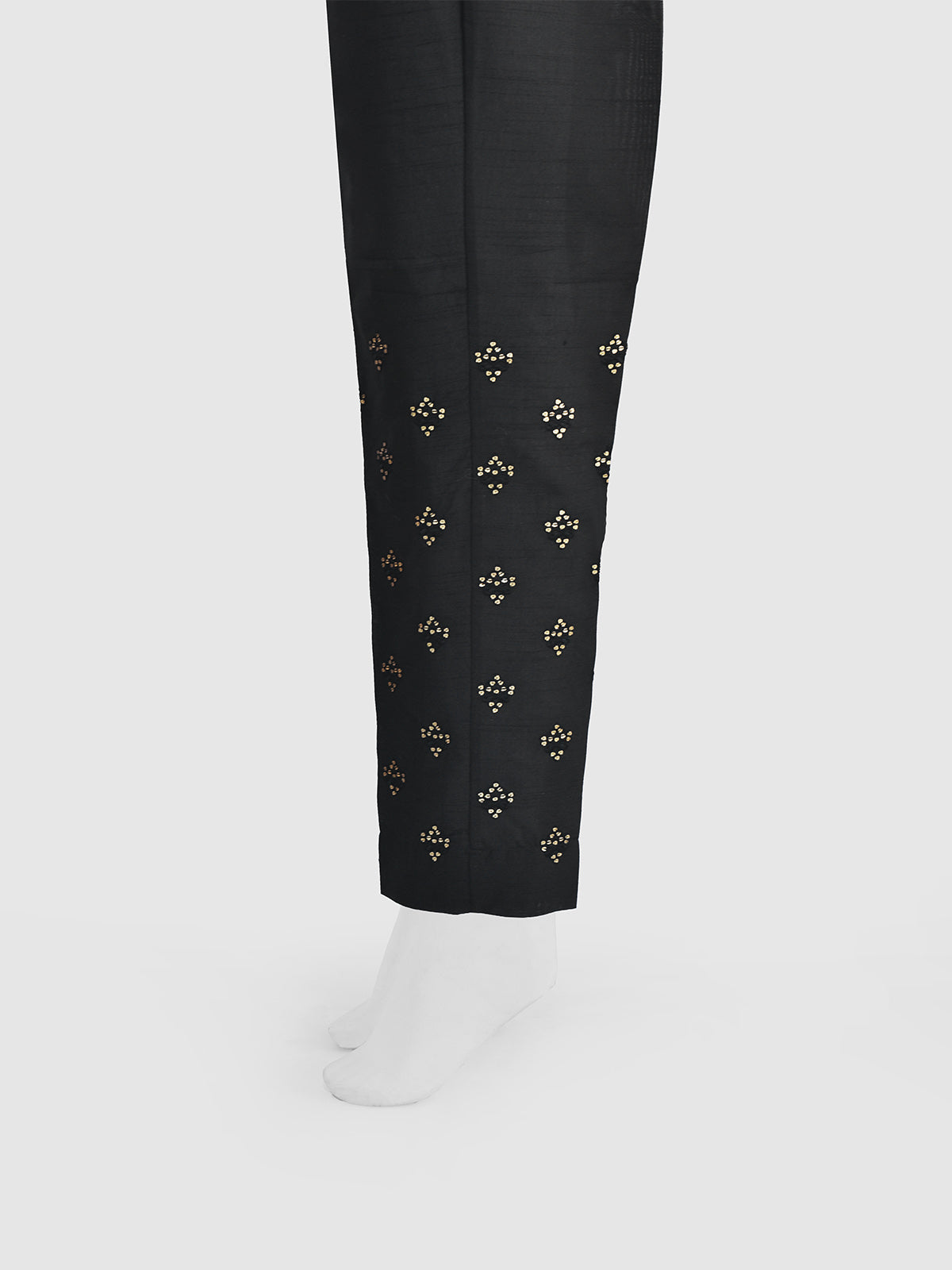 cotton silk Trousers in Black