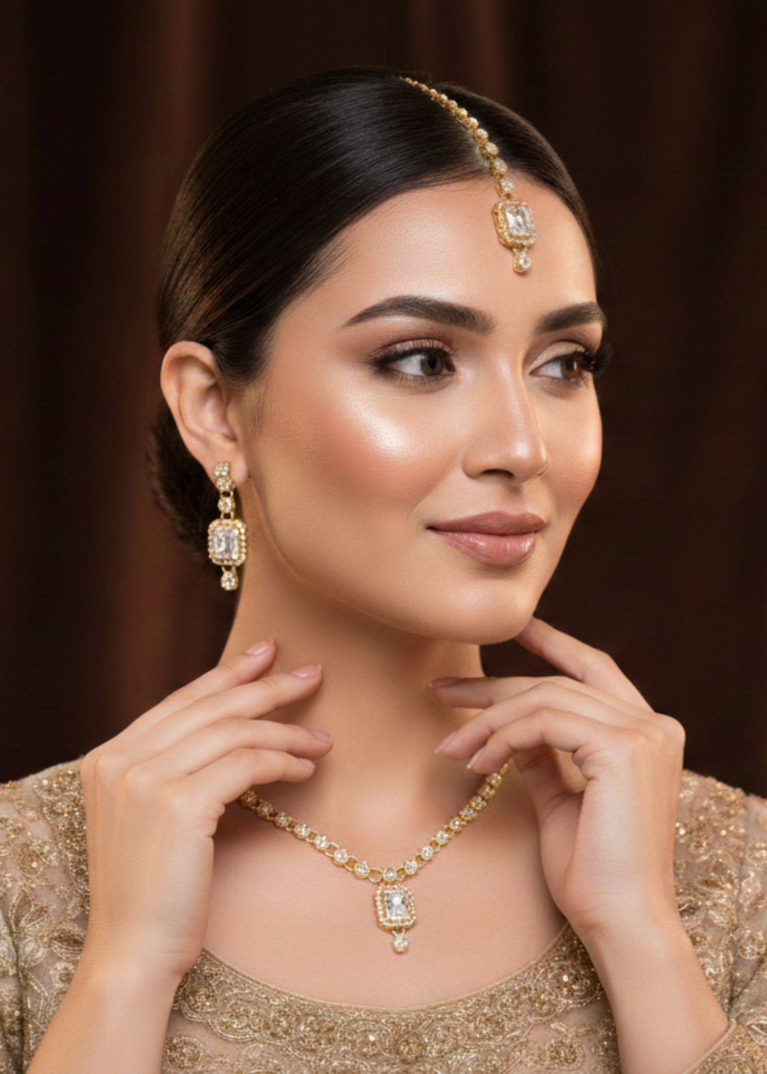 Jewelry Set in Champagne, ghost white Color by - Trendy Women Jewelry Set QVR1881