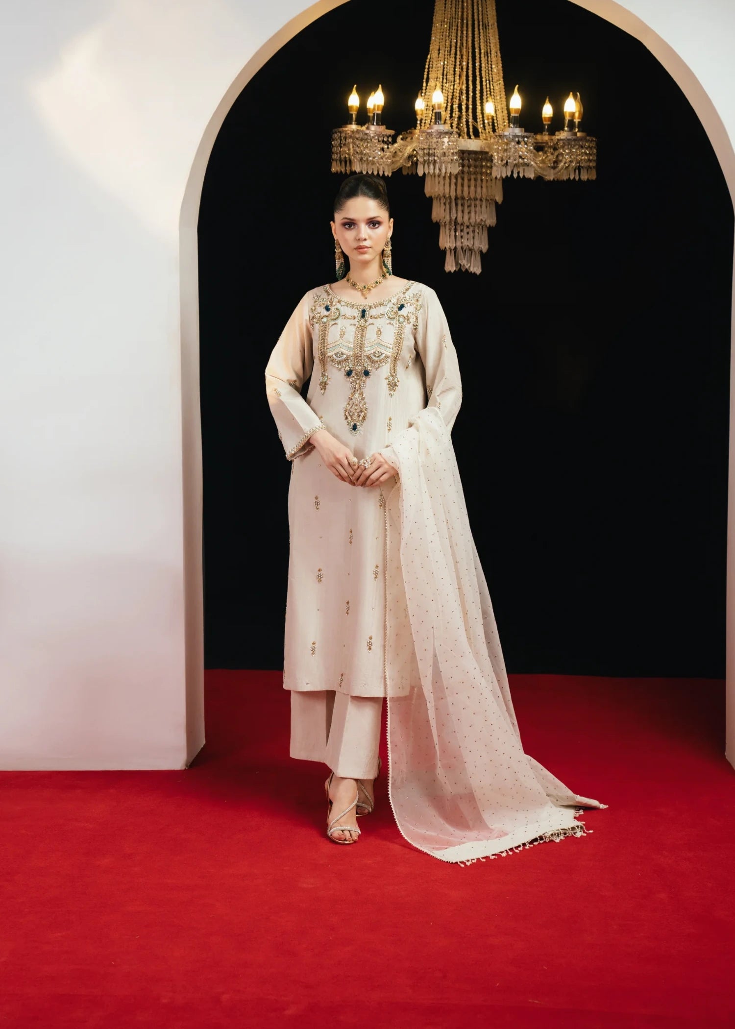 tussar silk Kurta Set in Ivory