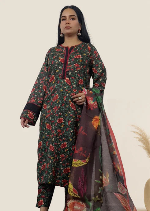 lawn Kurta Set in Forest green