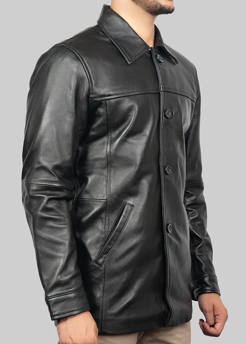 leather Coat in Black
