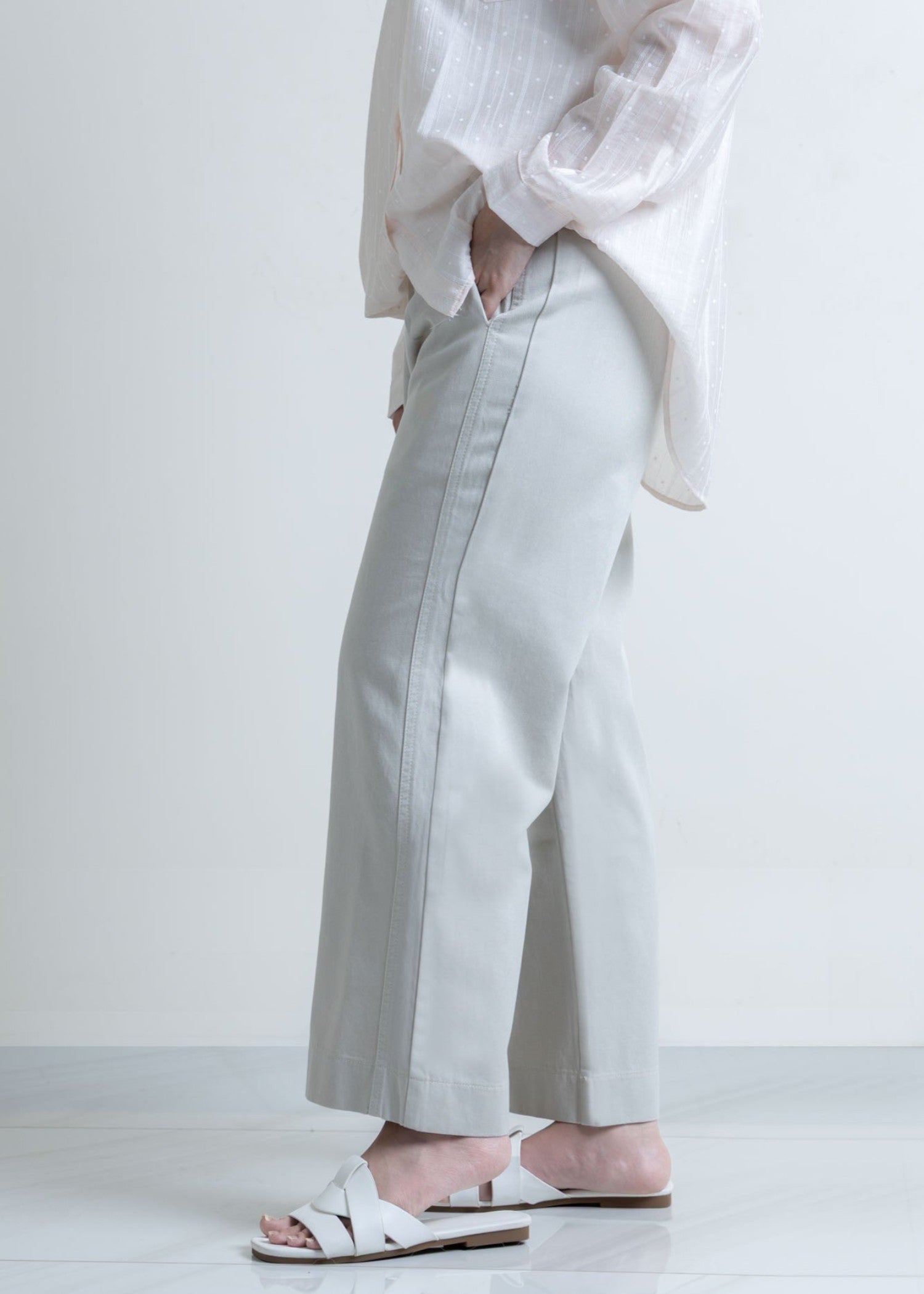 cotton Pants in Light grey