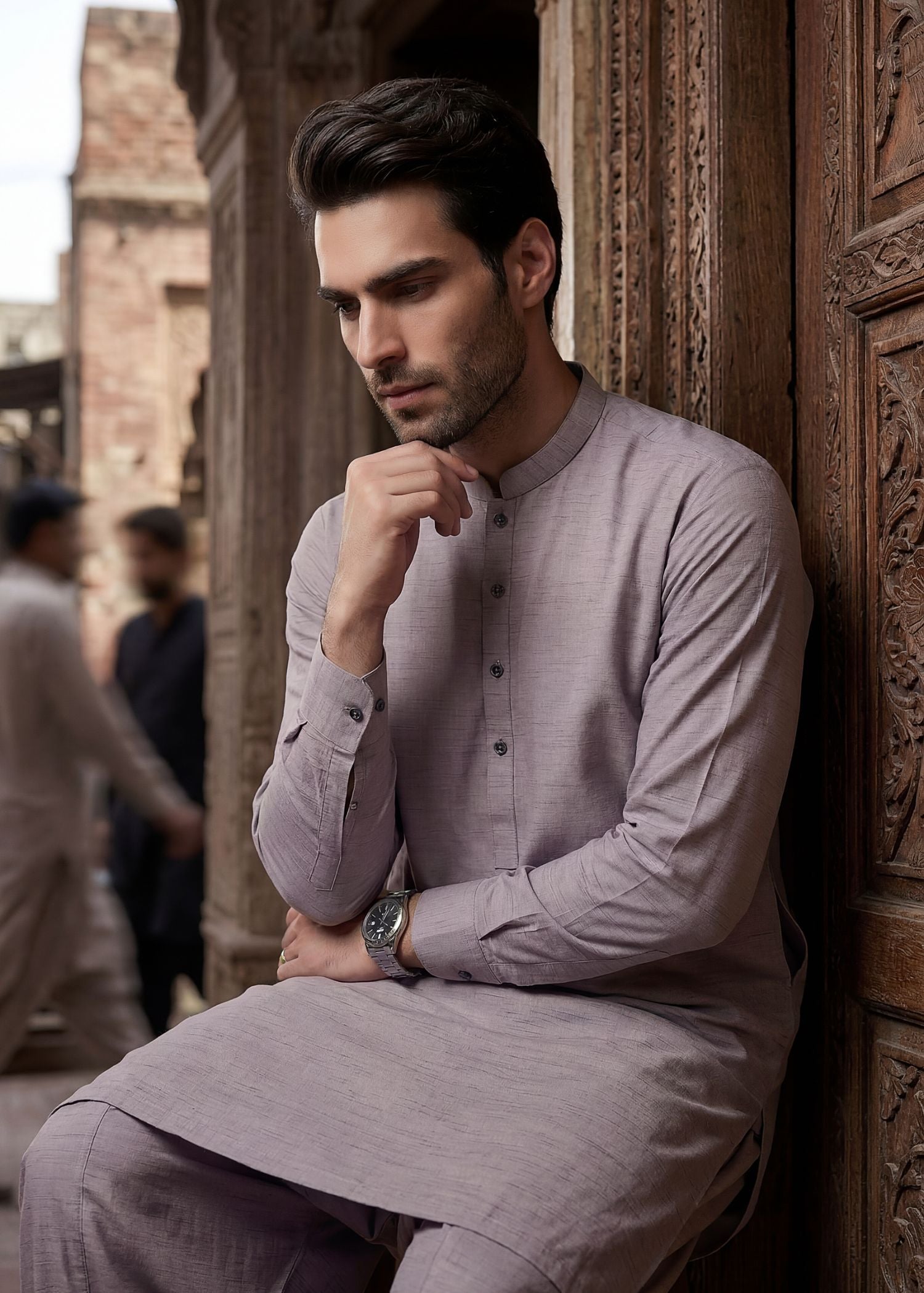 cotton Shalwar Kameez in Lavender grey