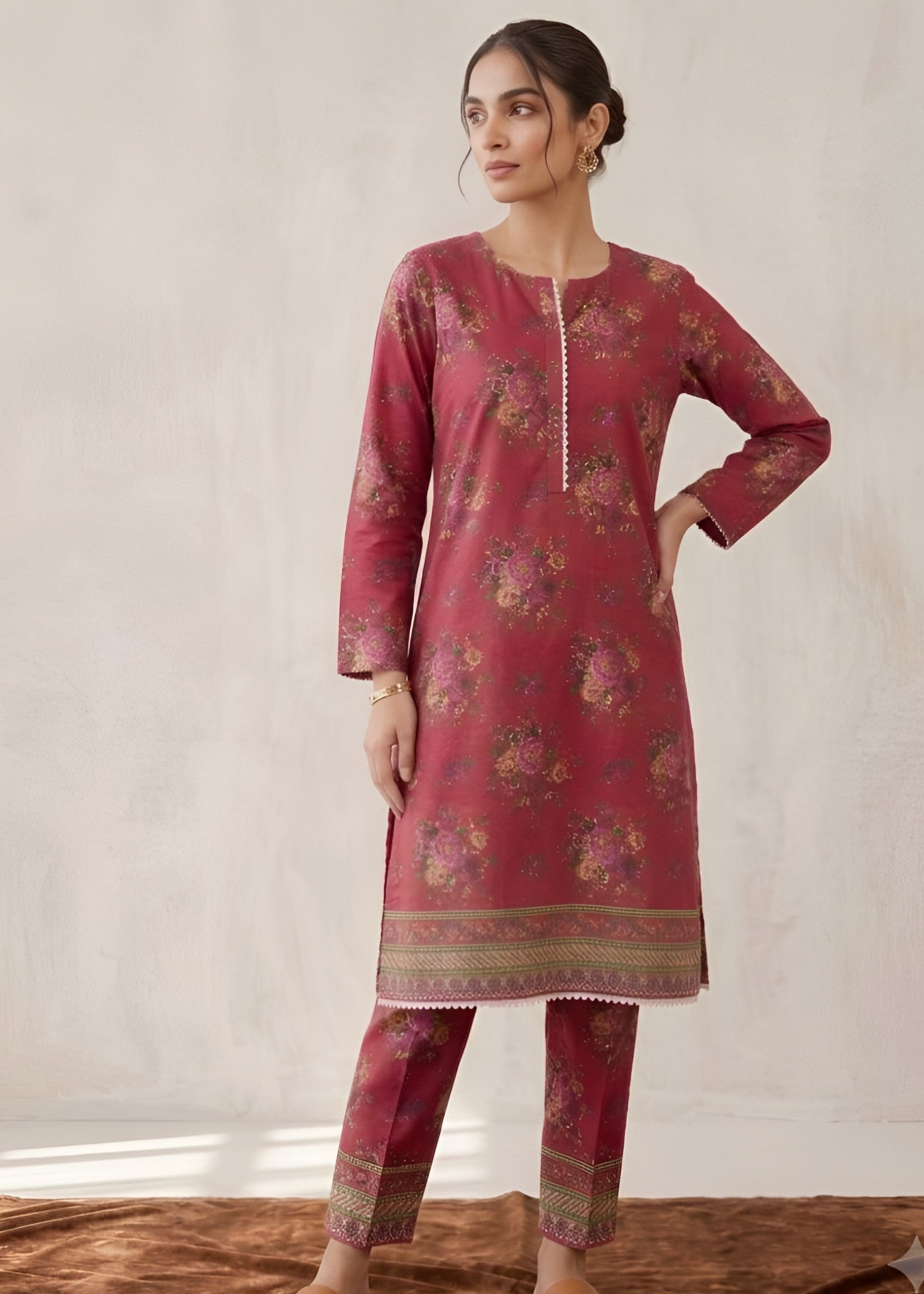 cotton Co Ord Sets in Crimson