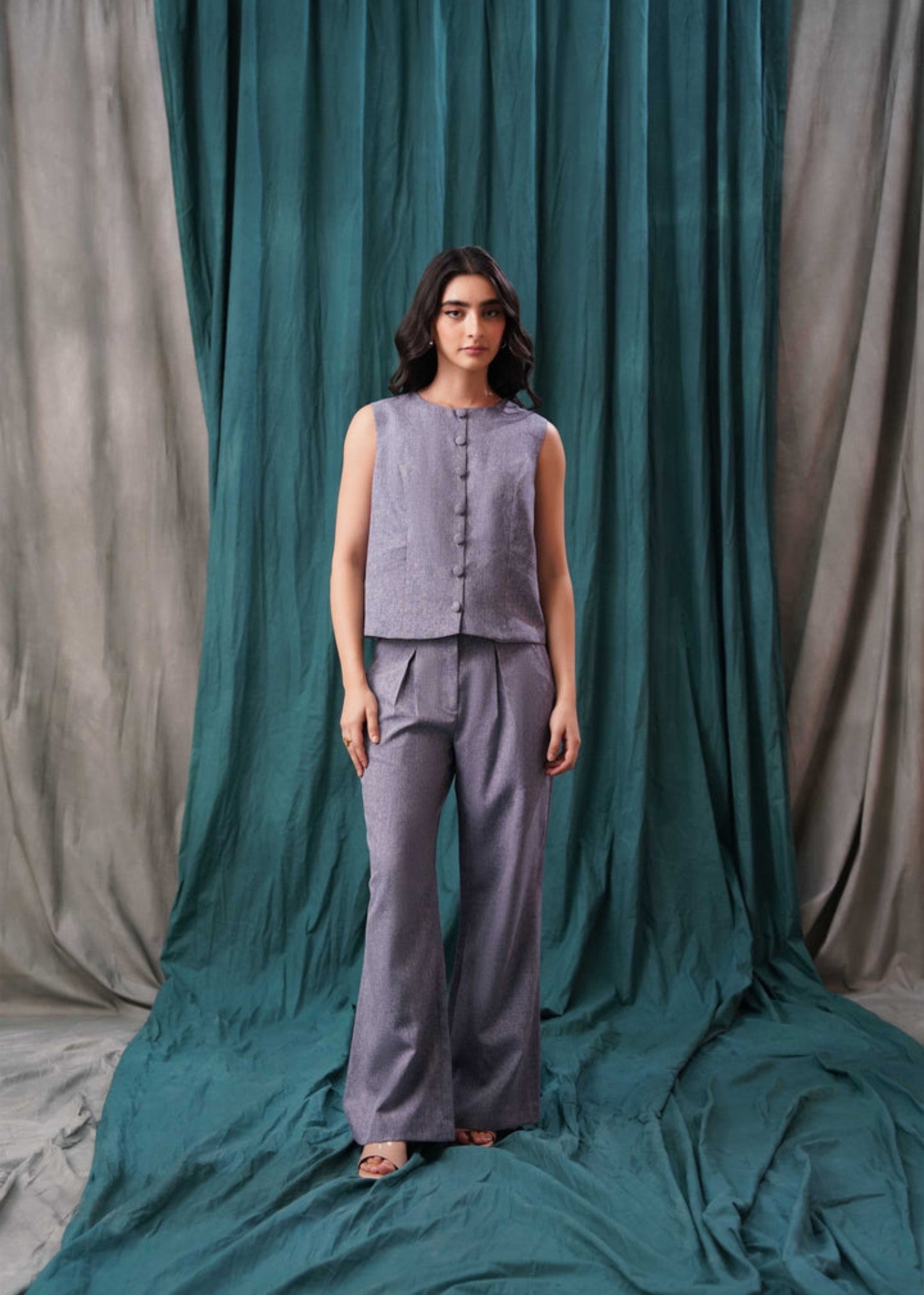 polyester Pants in Lavender grey