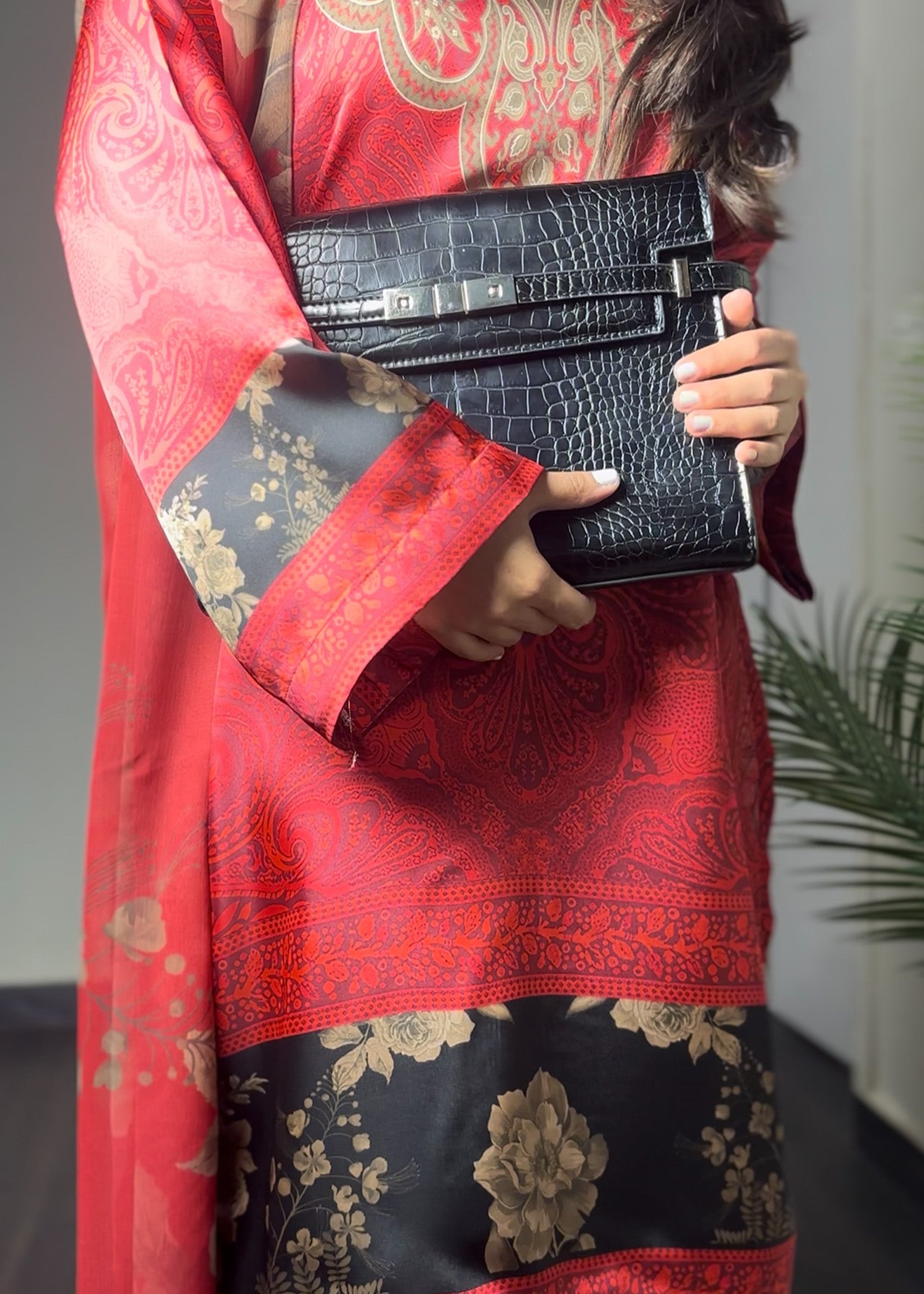 satin silk Kurta Set in Red
