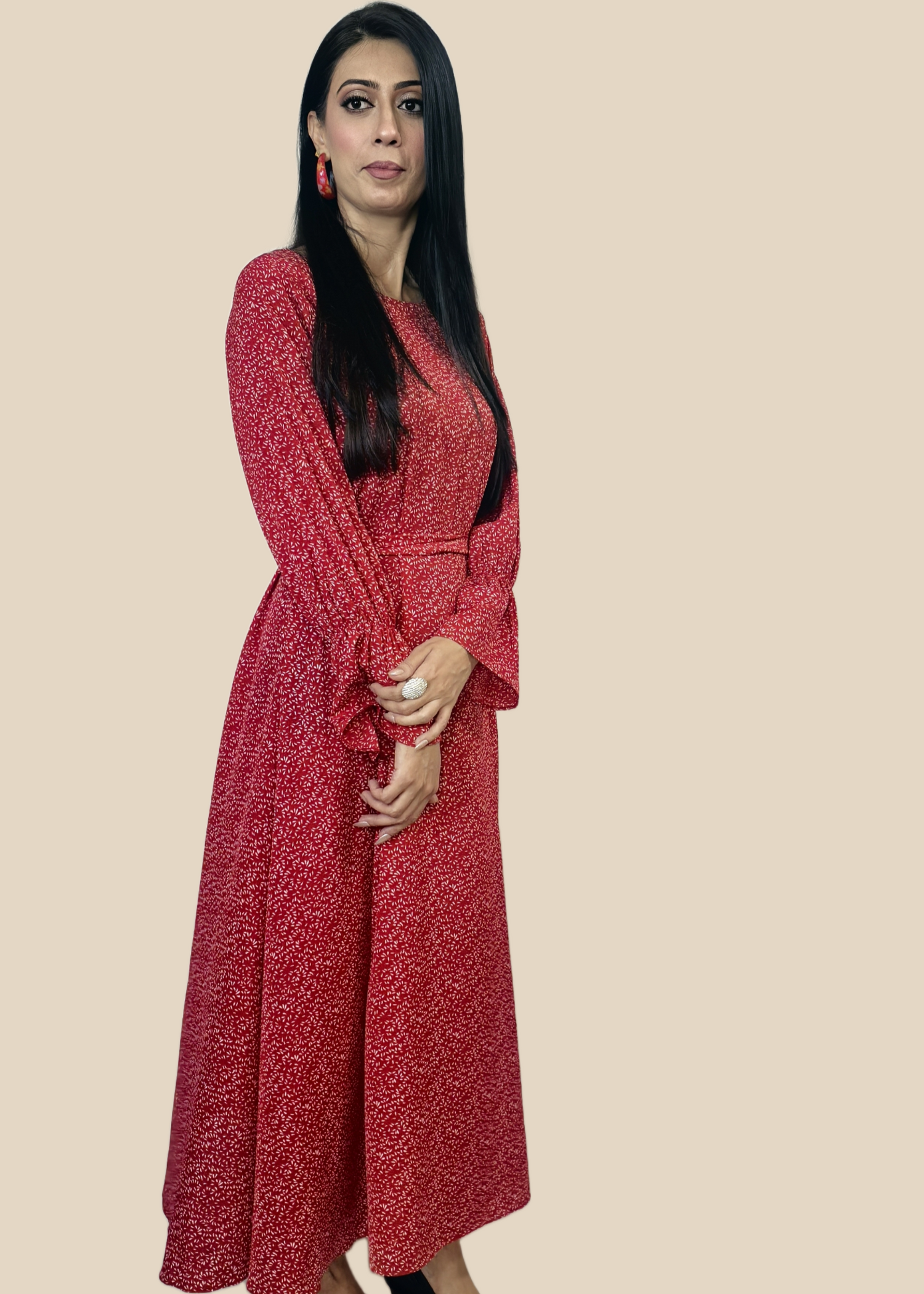 georgette Maxi in Cardinal red