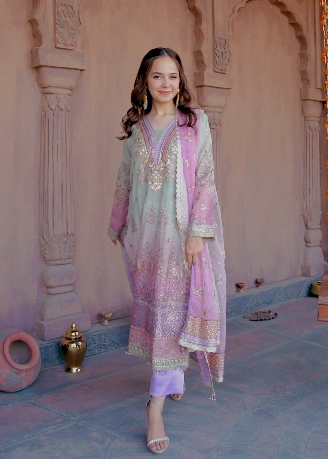 pk chiffon Kurta Set in Multi