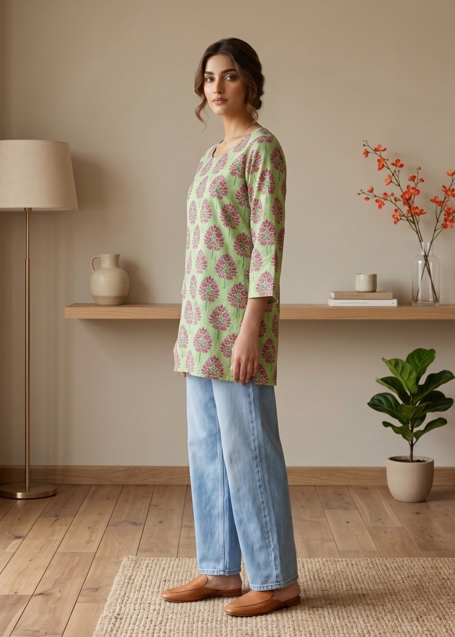 lawn cotton Kurti in Pistachio green