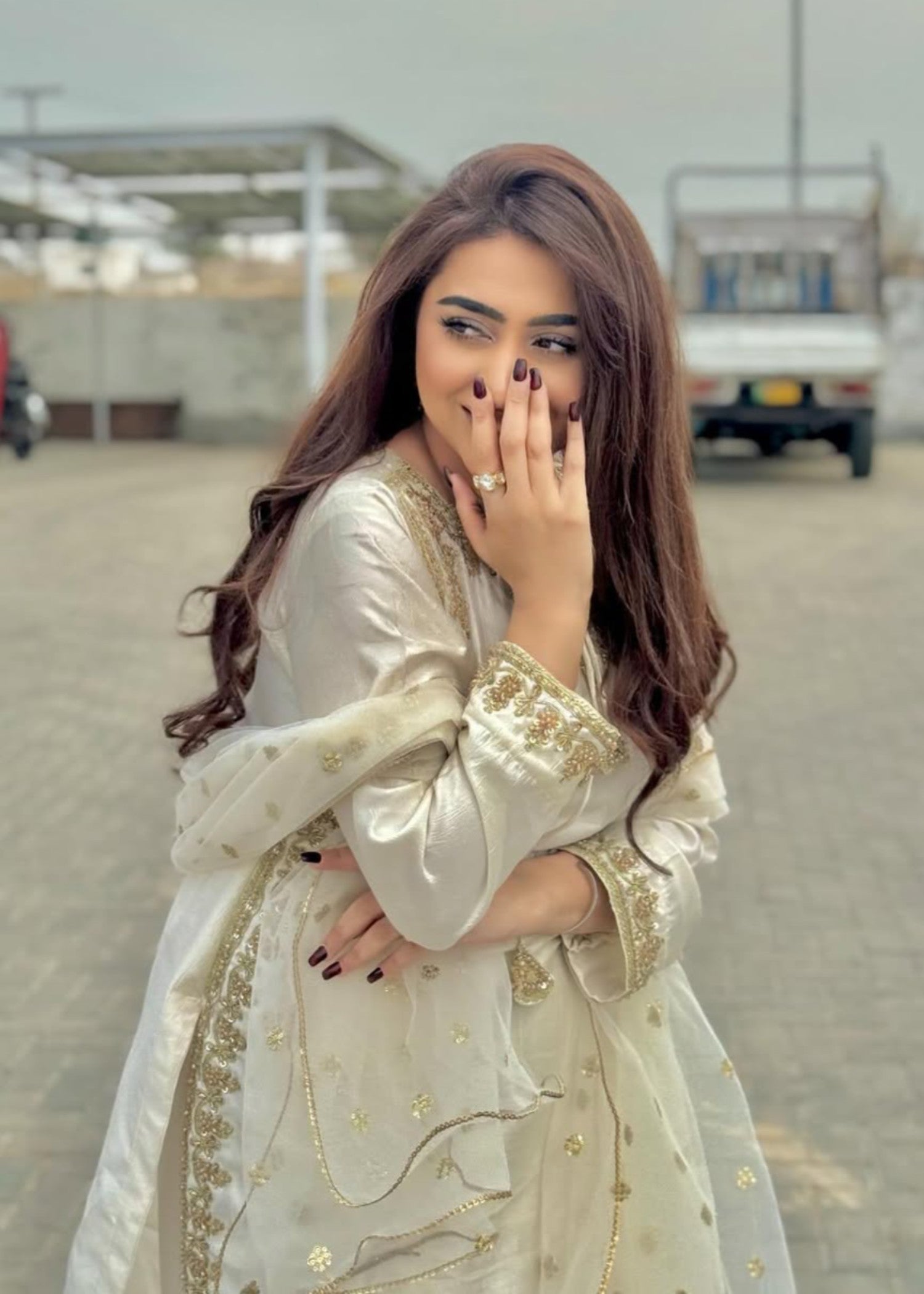 thai silk Kurta Set in Off-white