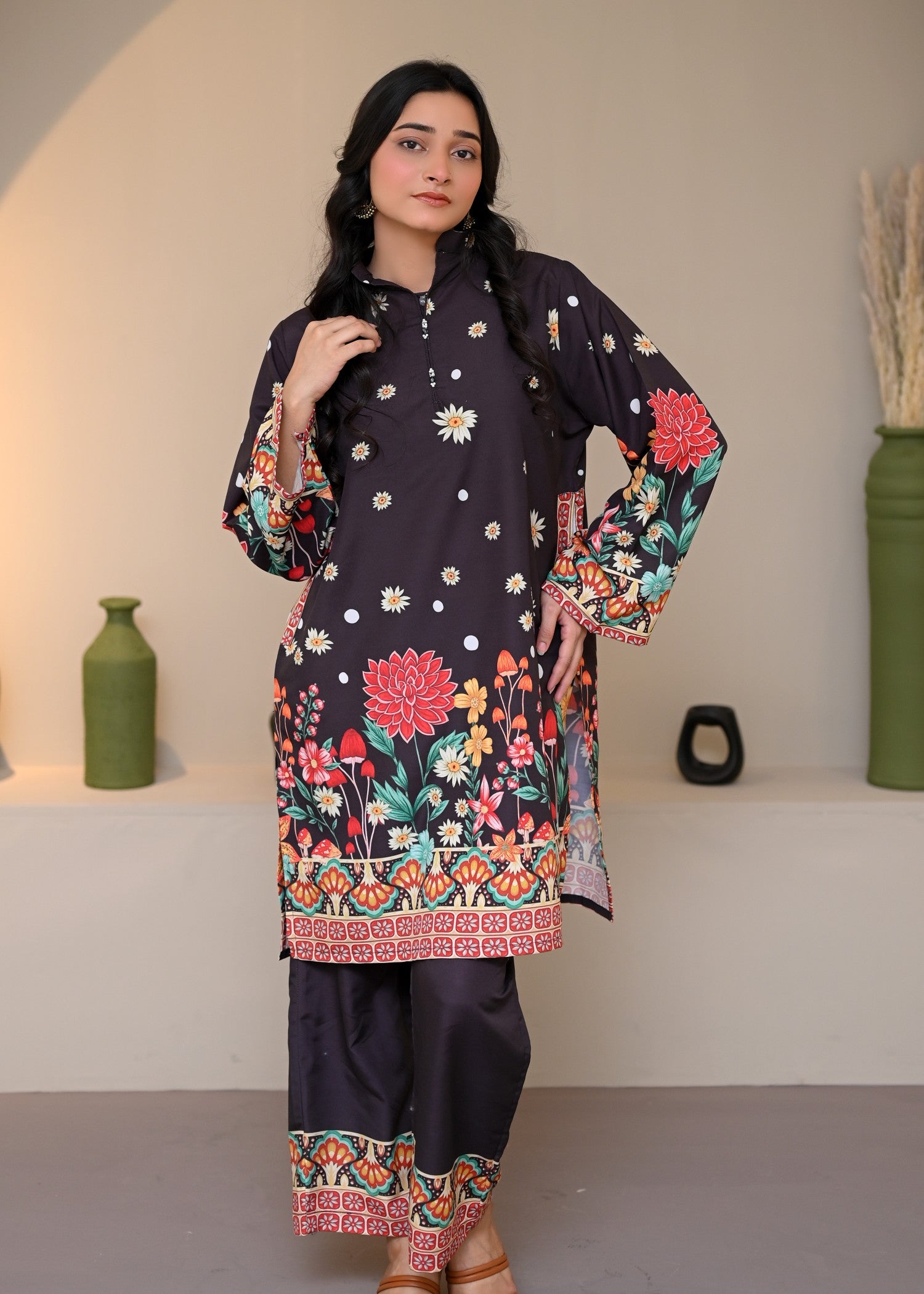 swiss lawn Co Ord Sets in Black