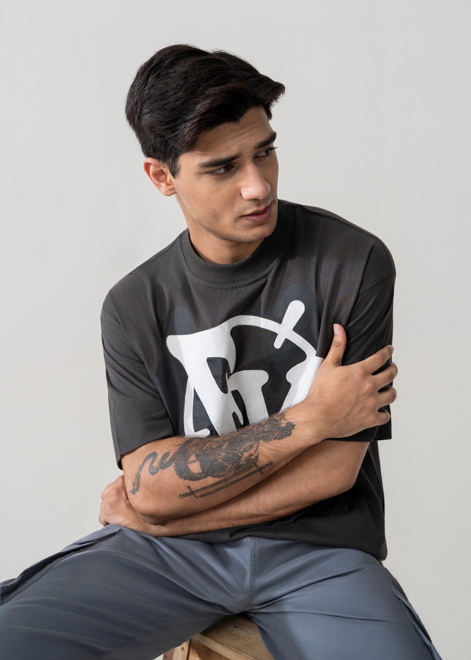 cotton T Shirt in Charcoal