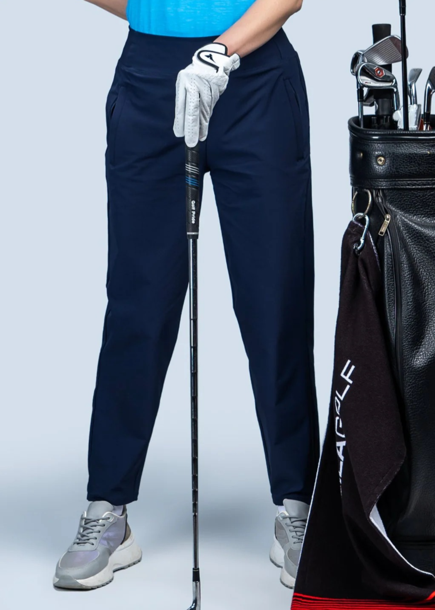 microfiber polyester Trousers in Navy blue
