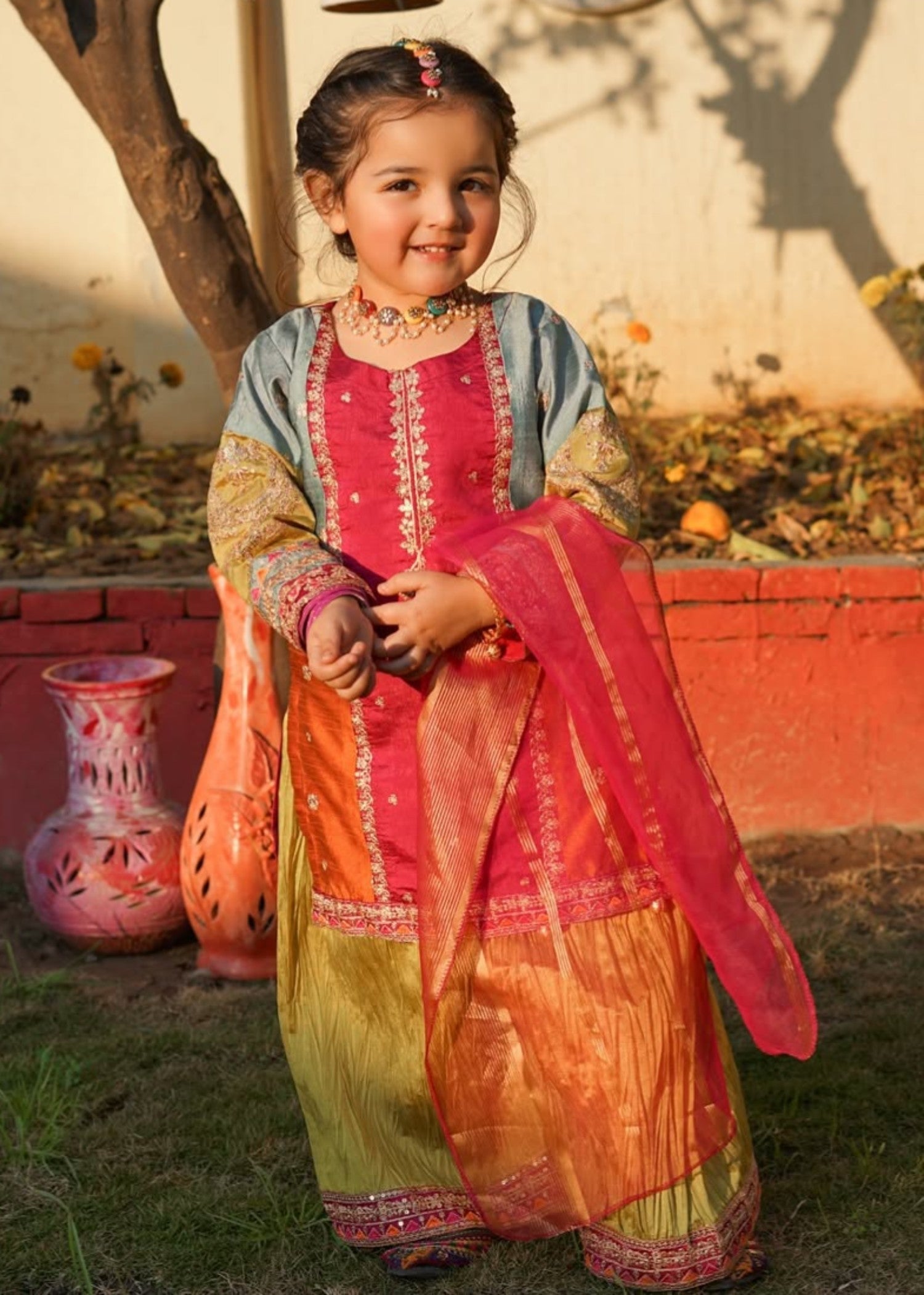 raw silk Kurta Set in Multi