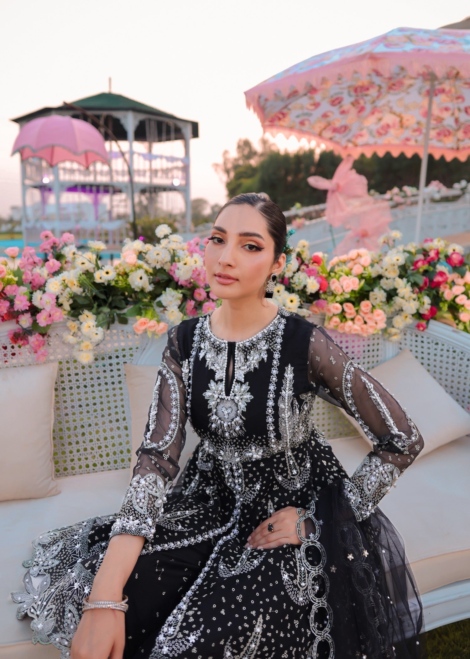 organza Sharara in Black
