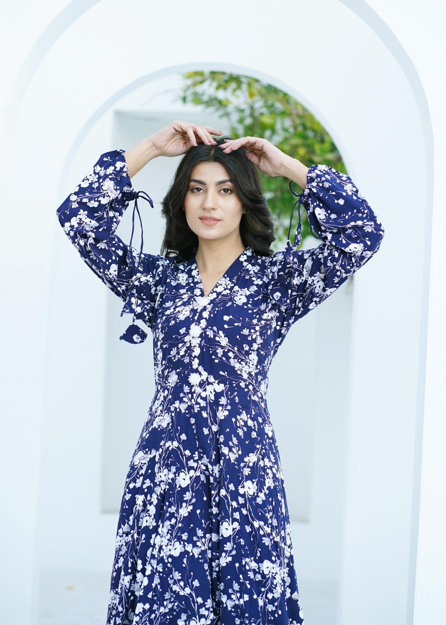 linen Maxi in Navy blue