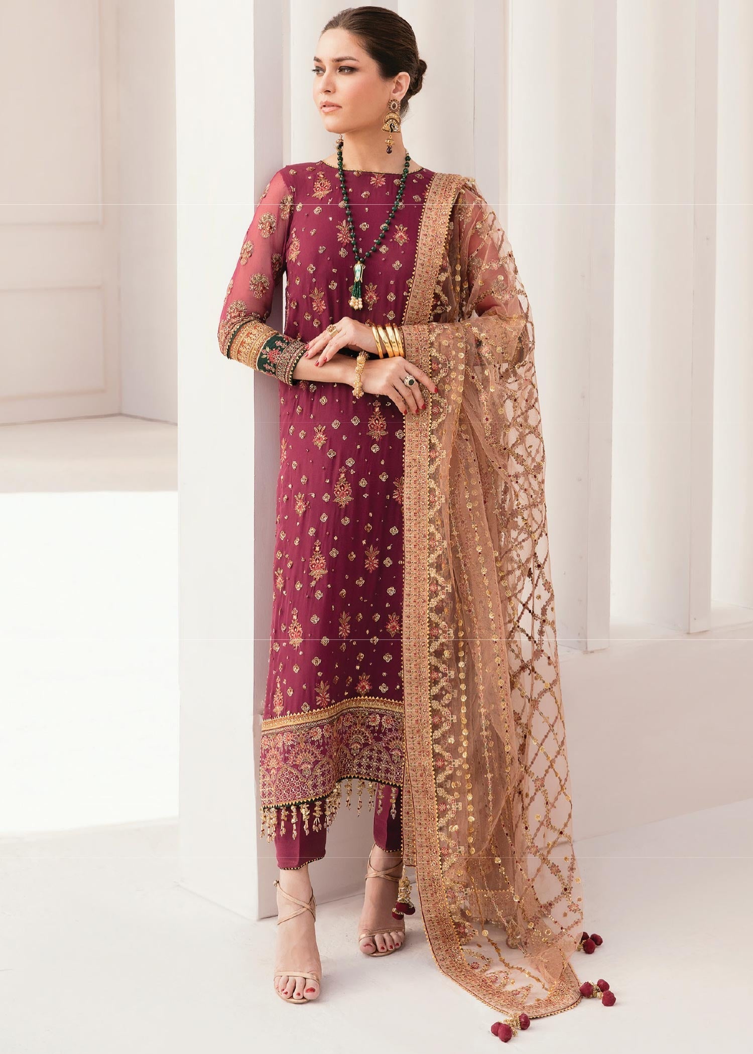 chiffon Unstitched in Wine