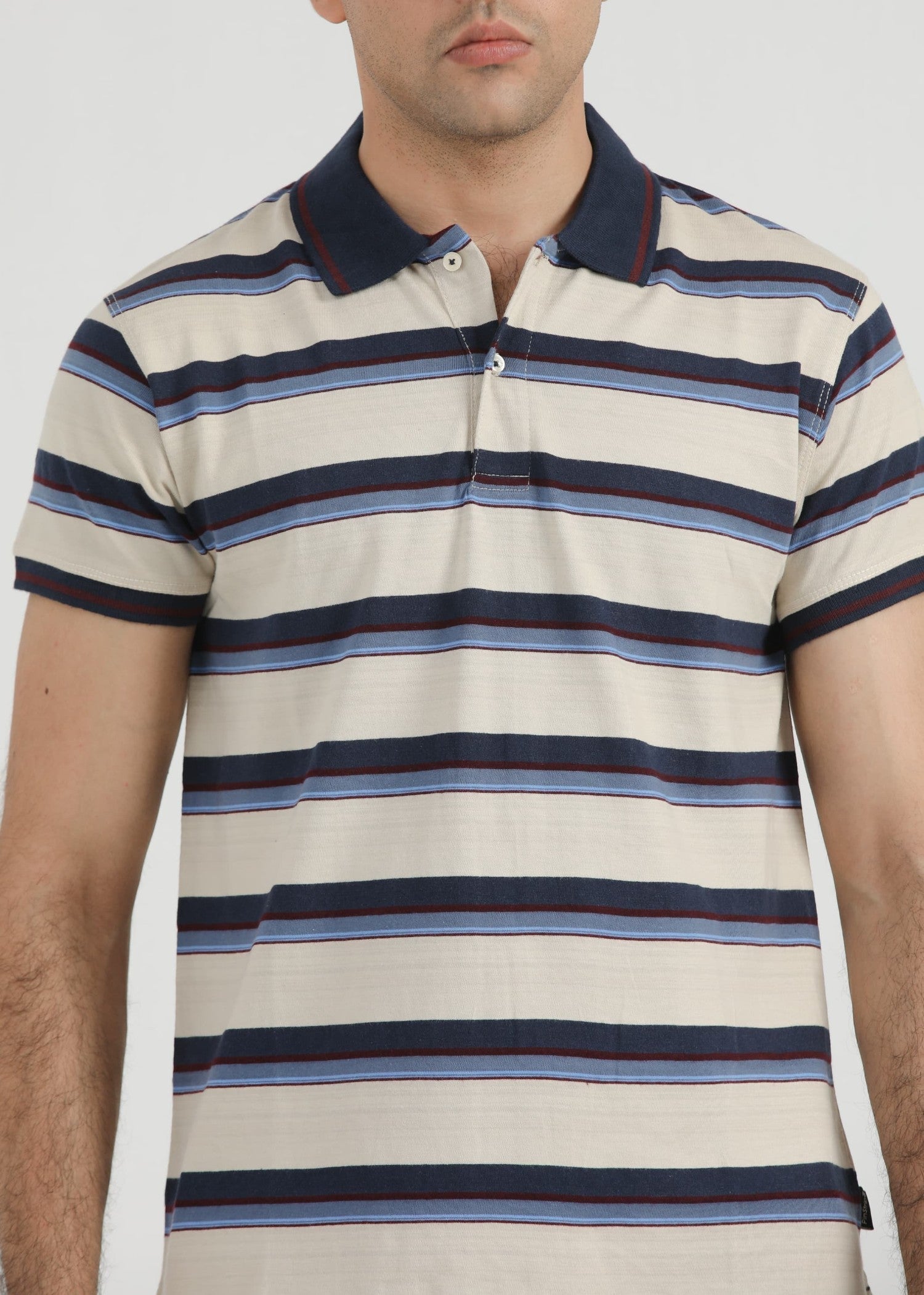 single jersey knit Polo Shirt in Beige