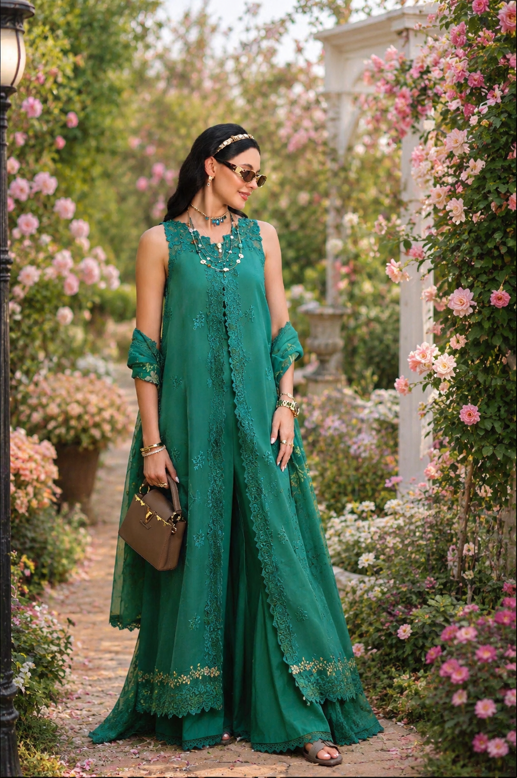Noor Eid Printskhas Lawn – D2 – Peacock Green
