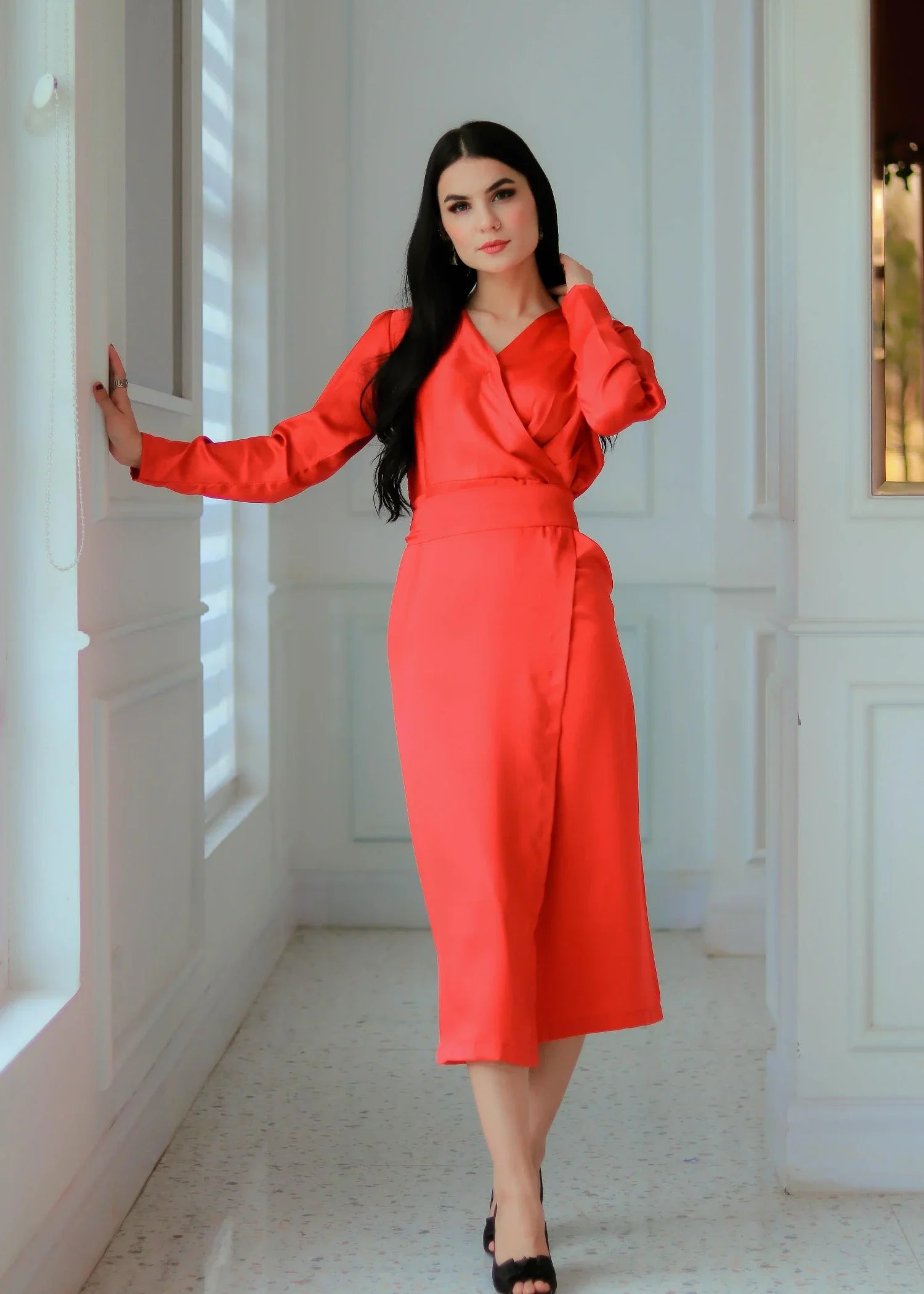 silk Dress in Blood red
