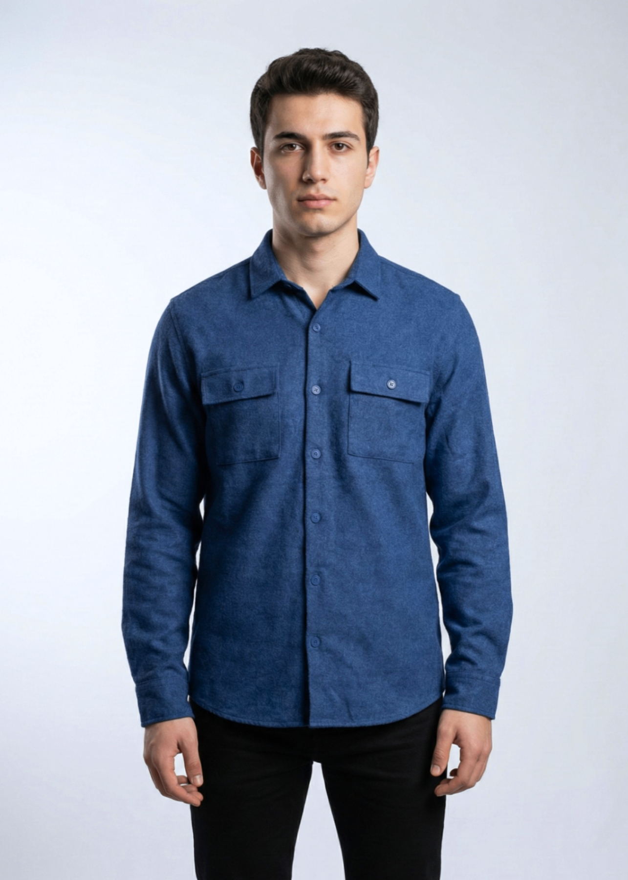 wool viscose Casual Shirt in Blue
