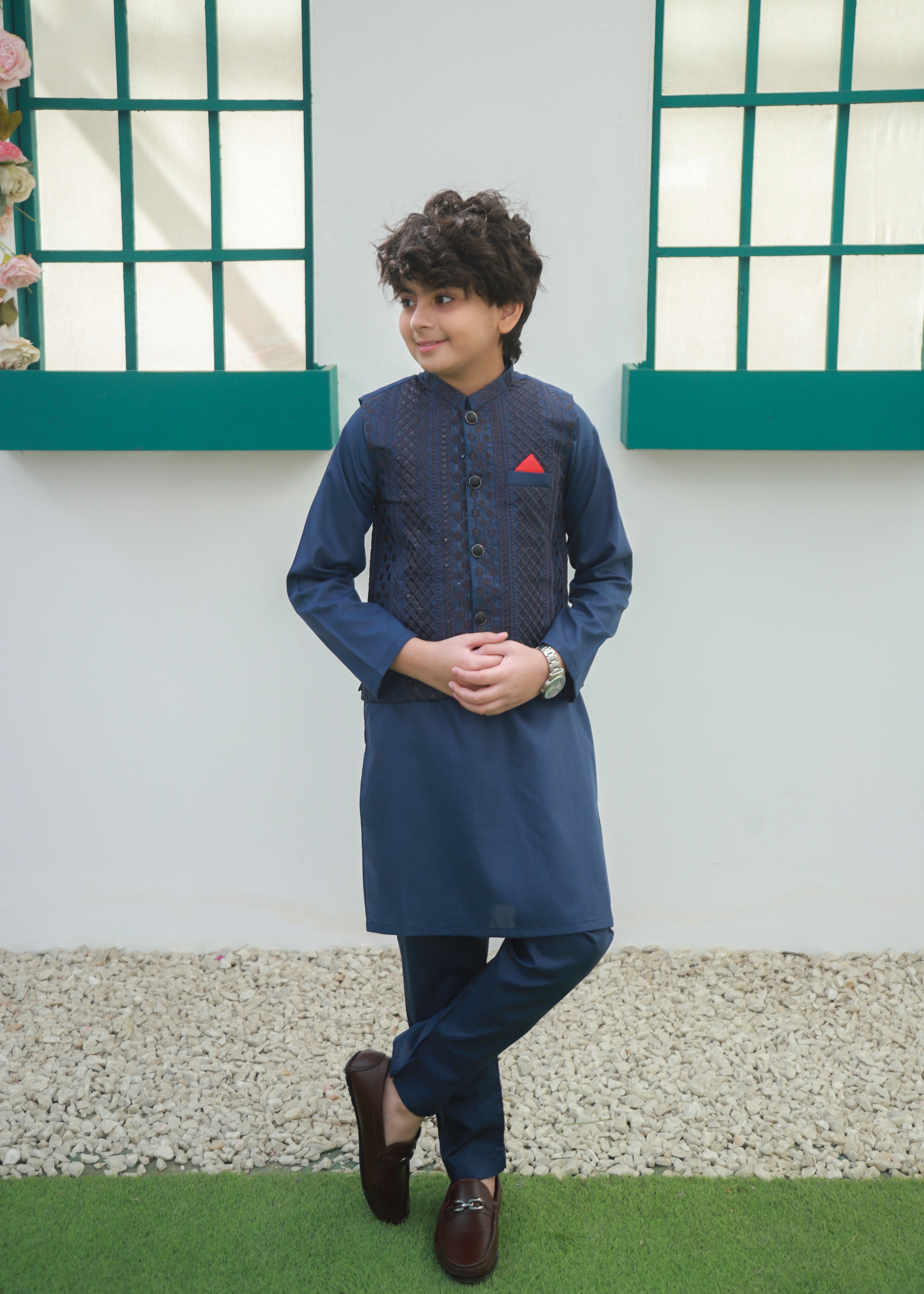 suiting Waistcoat in Steel blue
