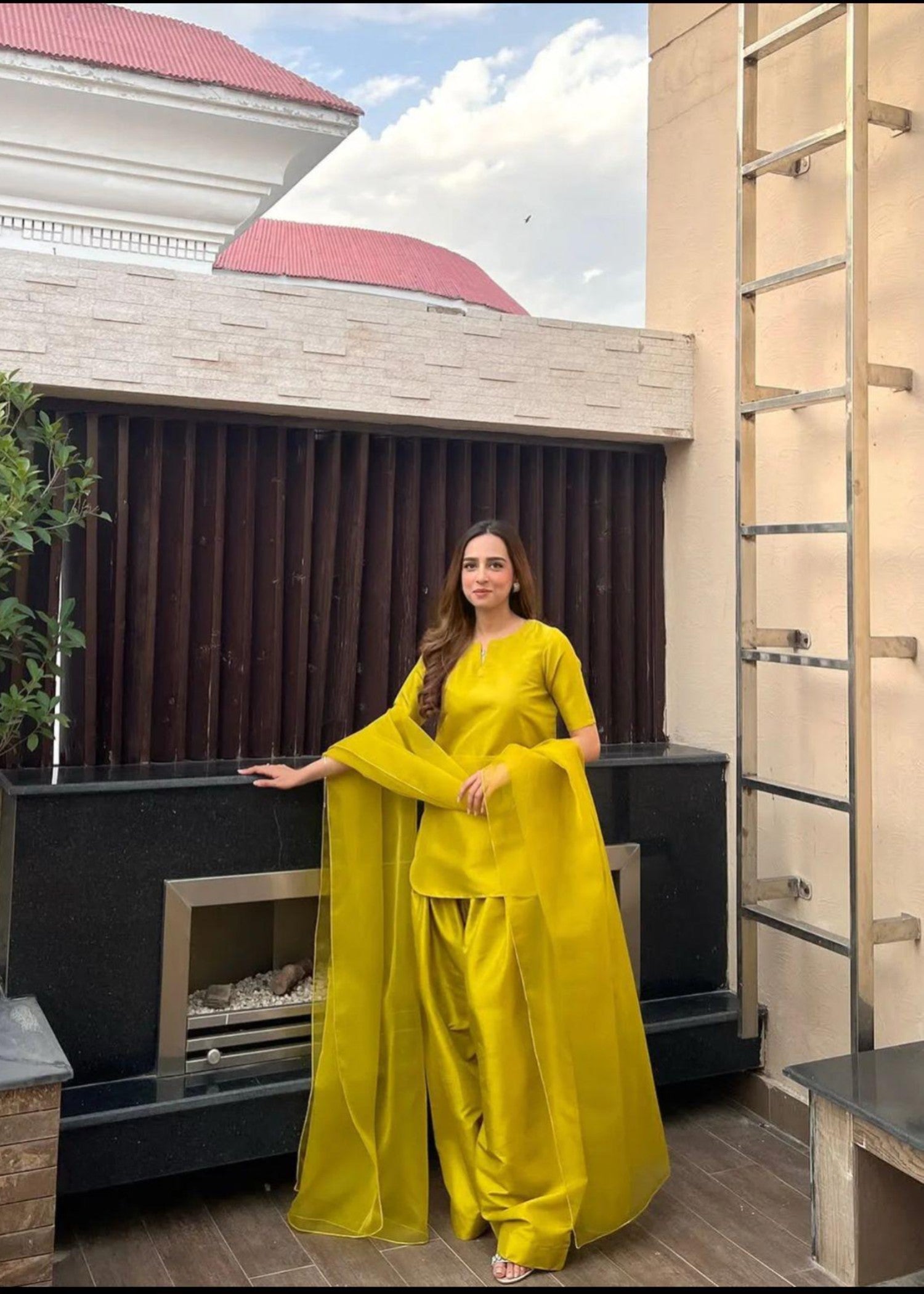 silk Kurta Set in Lemon