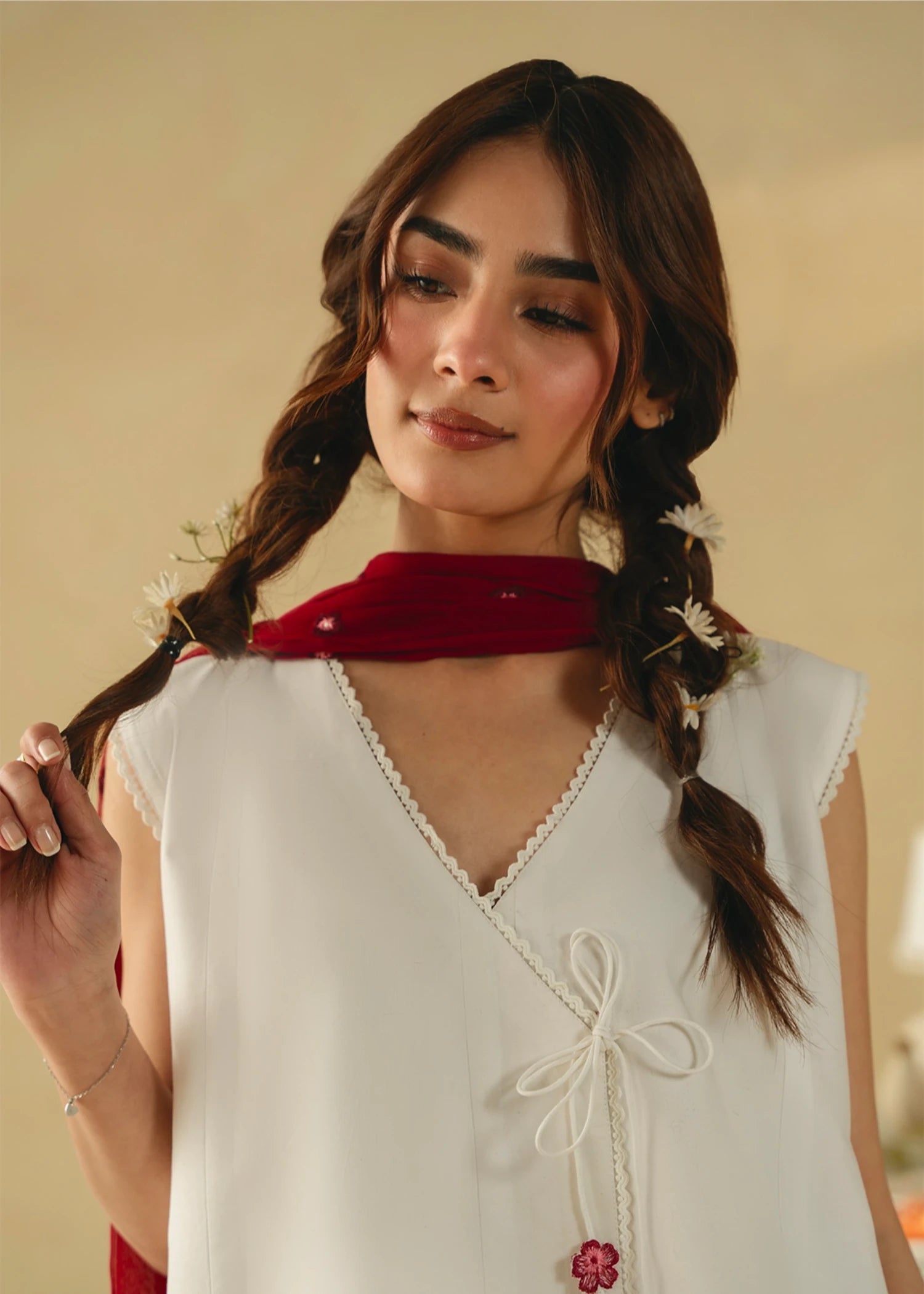 lawn cotton Kurta Set in Snow