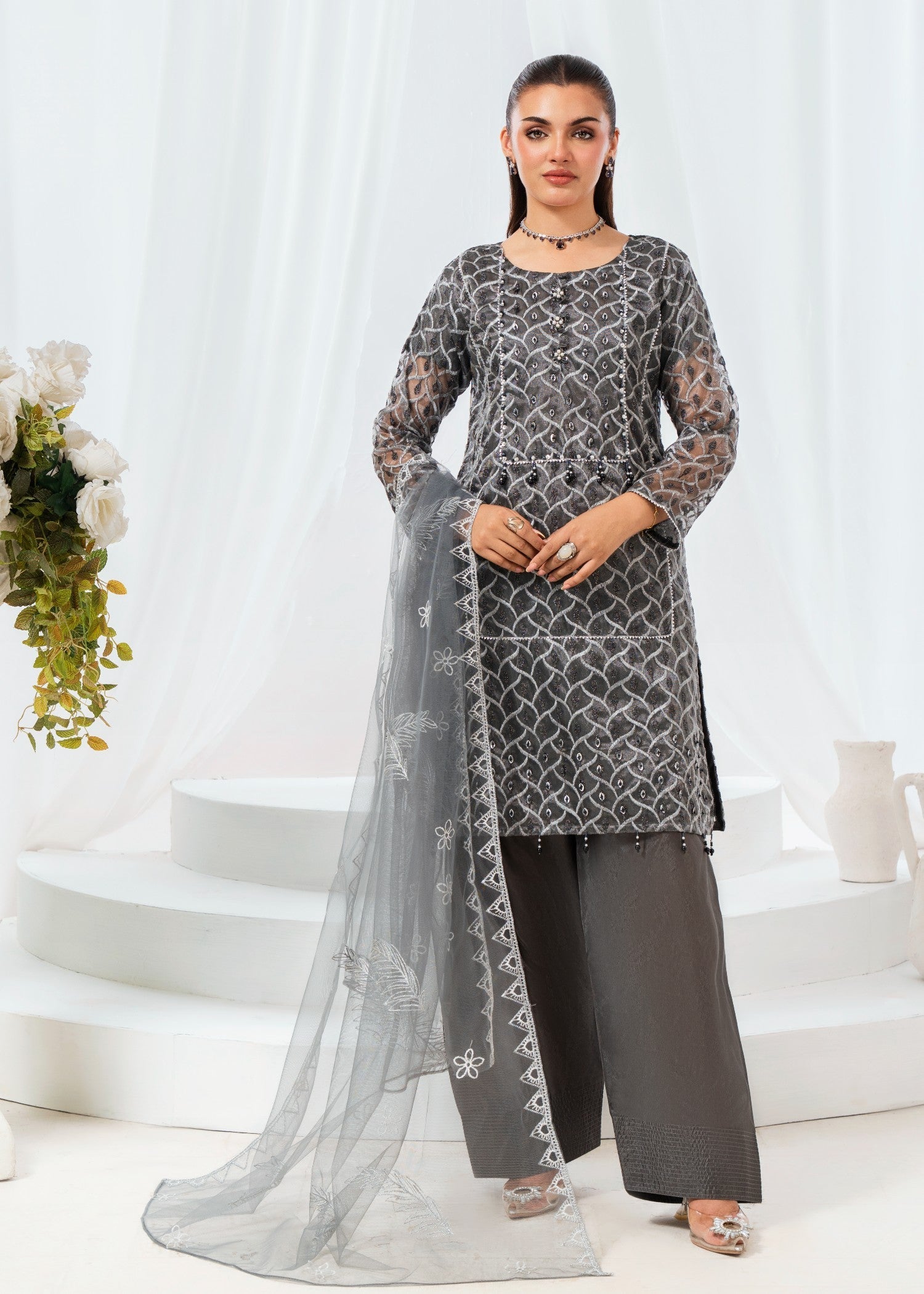 masuri Kurta Set in Grey