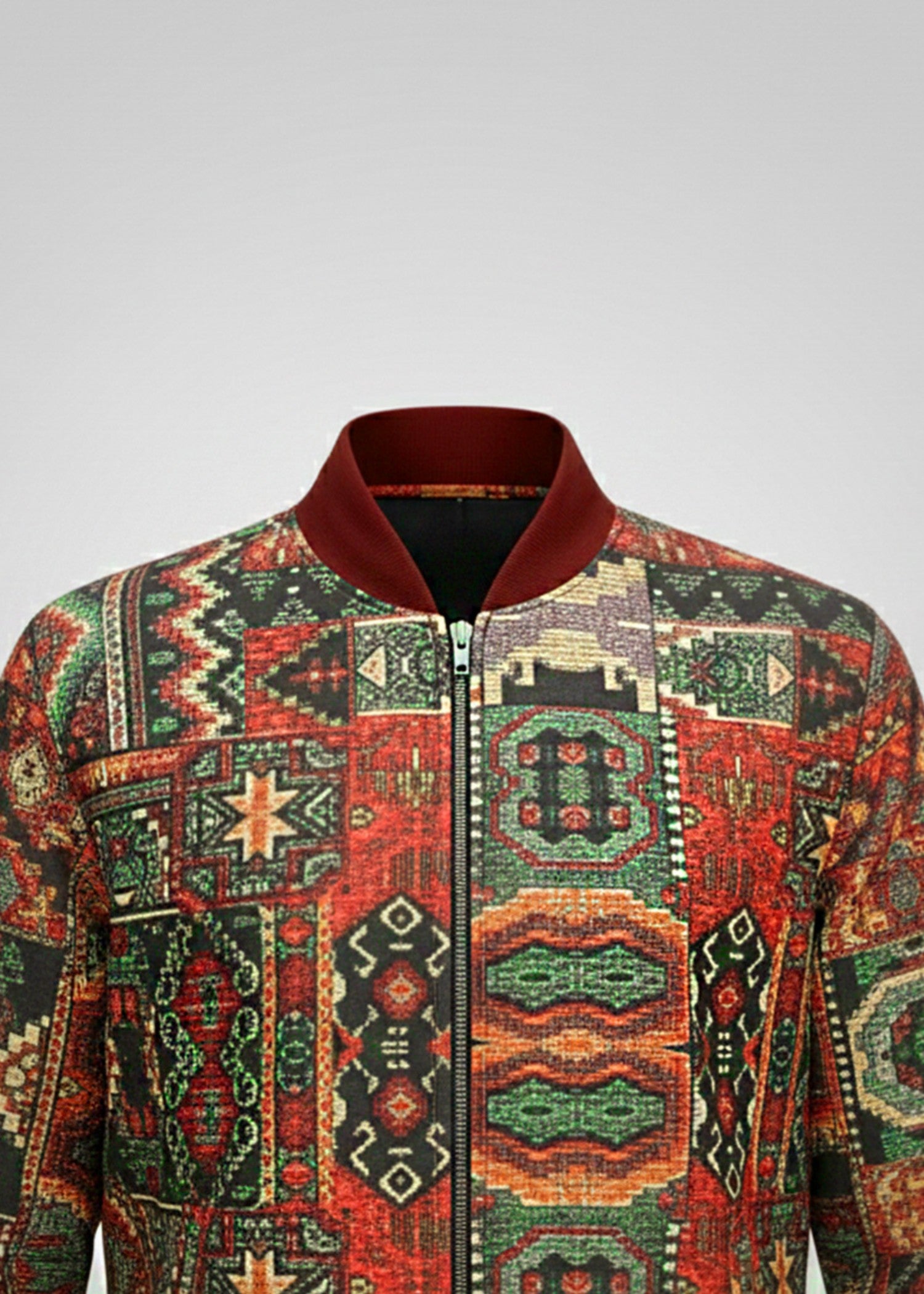 polyester Jacket in Bottle green, red, multi