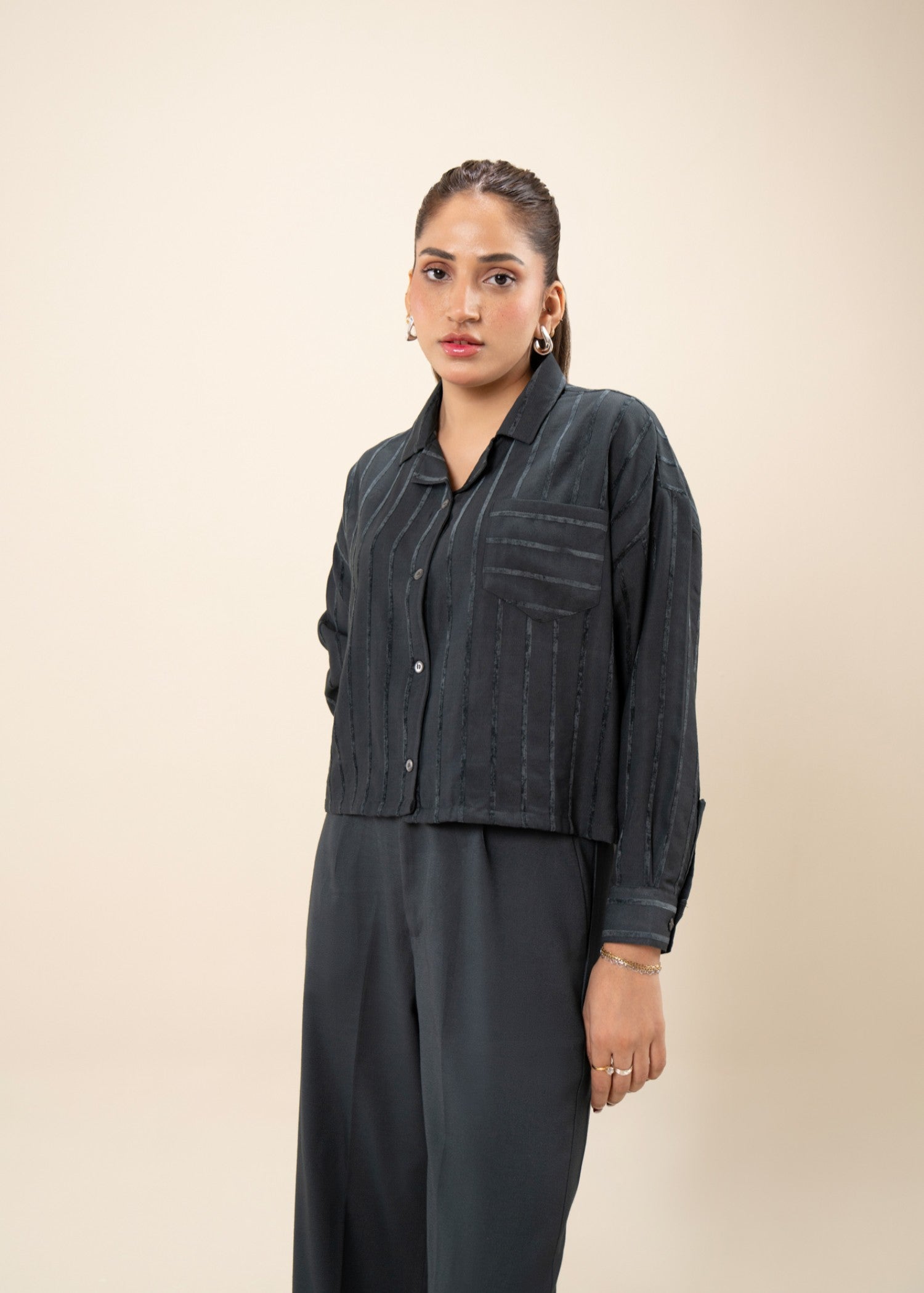 crepe Top in Charcoal
