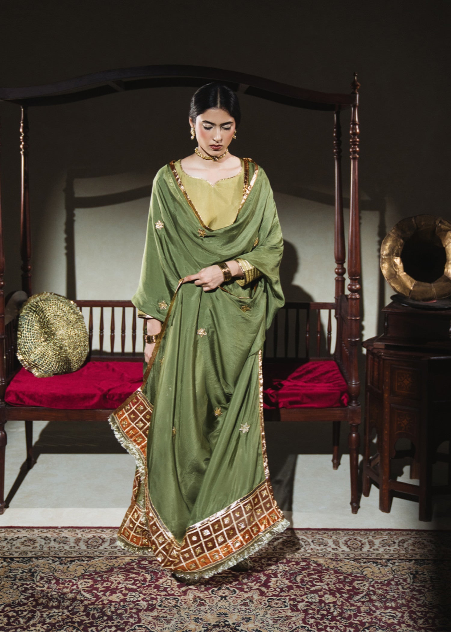 grip Kurta Set in Apple green