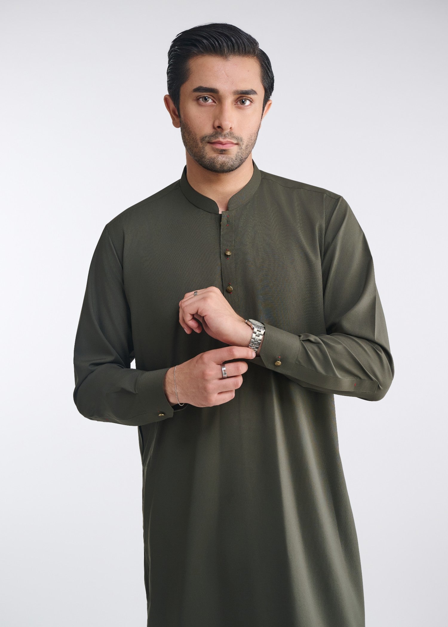 cotton Shalwar Kameez in Army green