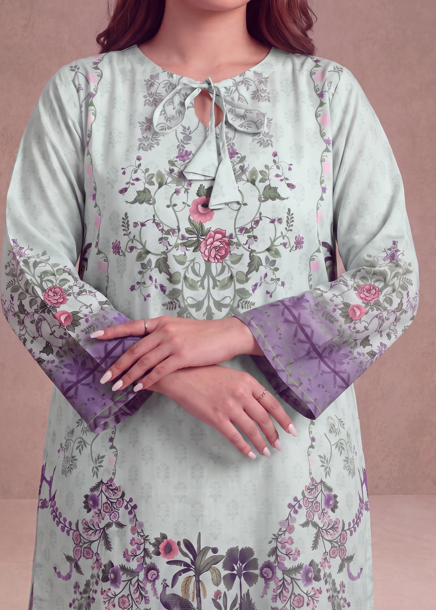 polyester crepe Kaftan in Mint green