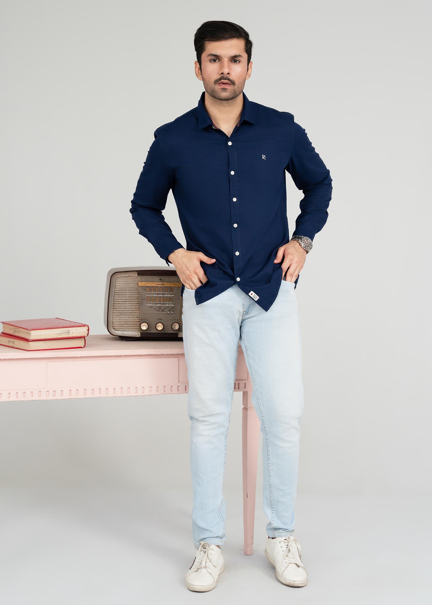 dobby Casual Shirt in Blue