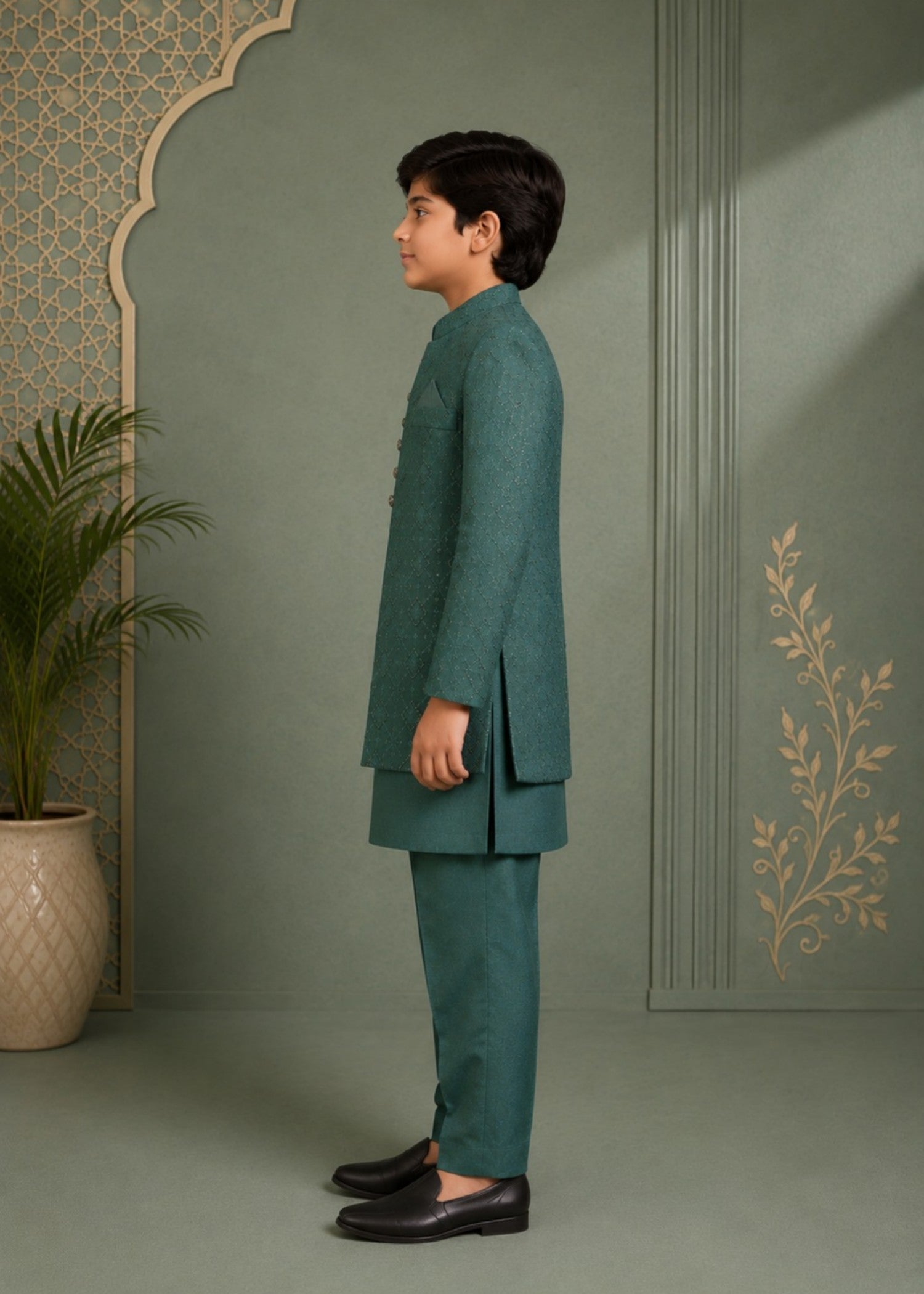 masuri Sherwani in Bottle green