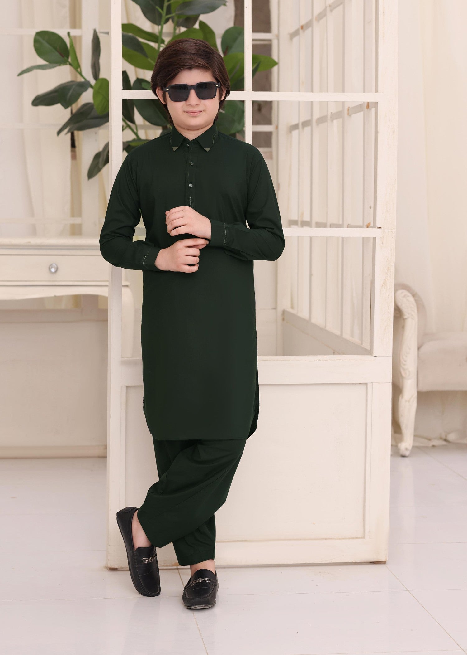 wash & wear Kurta Set in Green