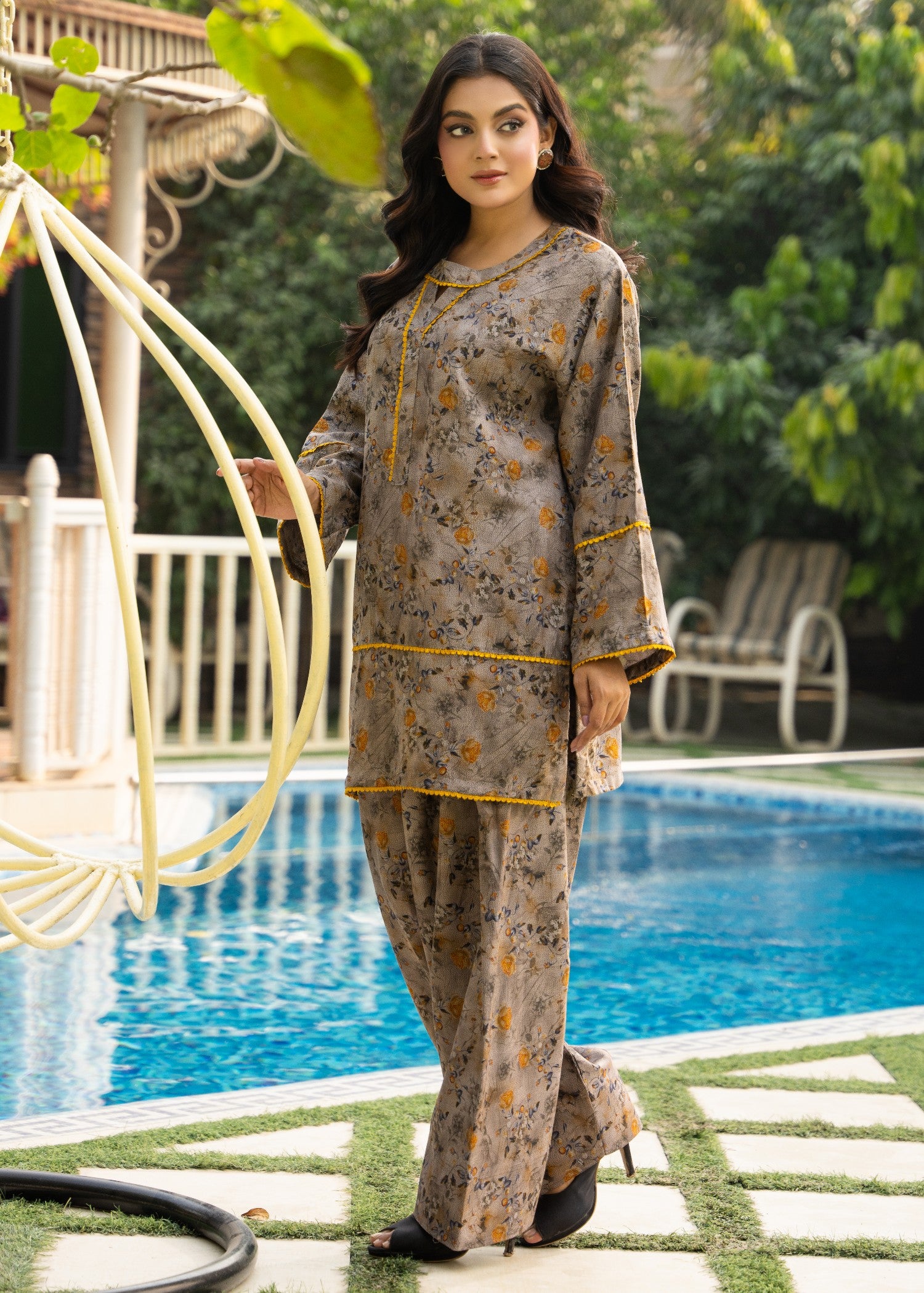 dhanak Co Ord Sets in Pastel grey