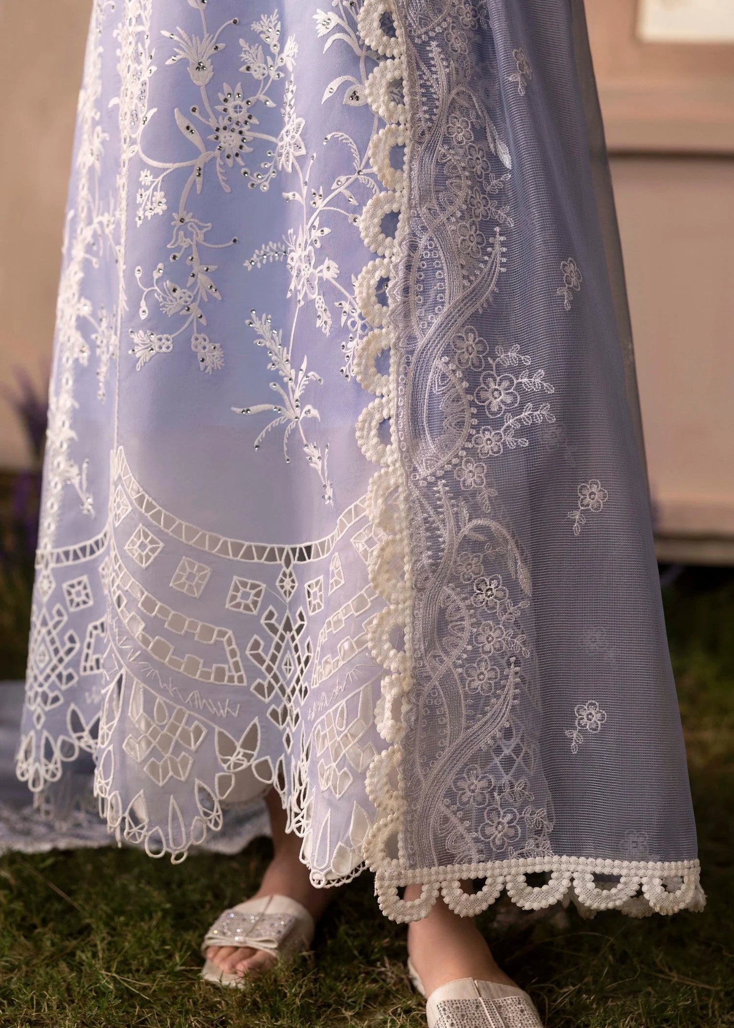 voile Kurta Set in Lilac