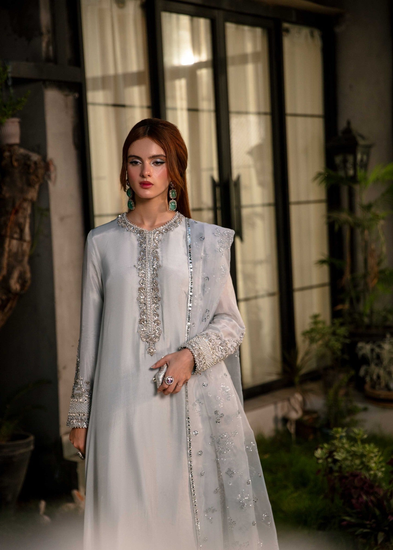 silk Sharara in Ash grey