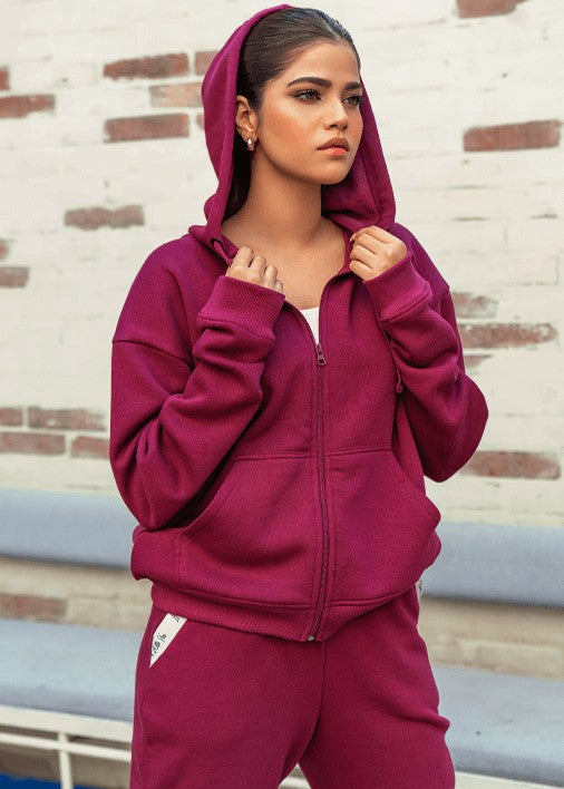 fleece Tracksuit in Burgundy